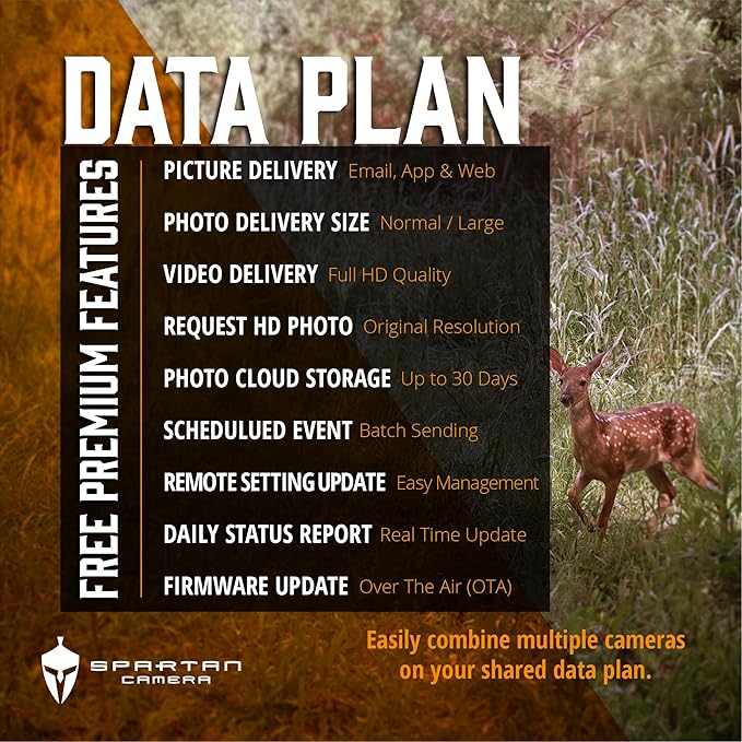 Spartan Camera GoLive2 4G LTE Trail Camera, 96°FOV Wide-Angle, Live Stream, Anti-Theft GPS, On-Demand Image & Video Capture, Real-time Updates, Built-in Lithium, Spartan Areus camo (2, AT&T)