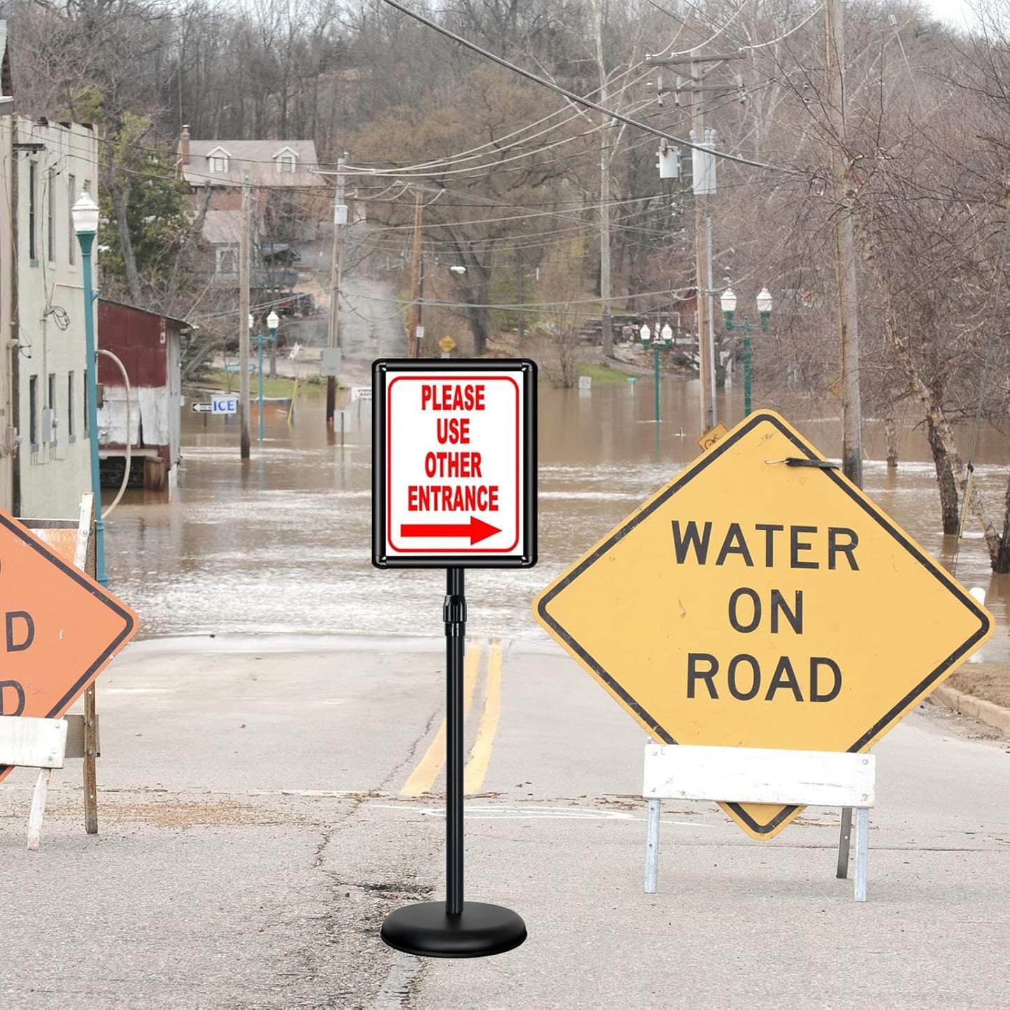 6Packs Pedestal Sign Holder 11x17in Standing Signs Display Stand Adjustable Pedestal Floor Stand Sign Holder, Aluminum Poster Stand for Ads, Posters, Menu, Guide (Black)
