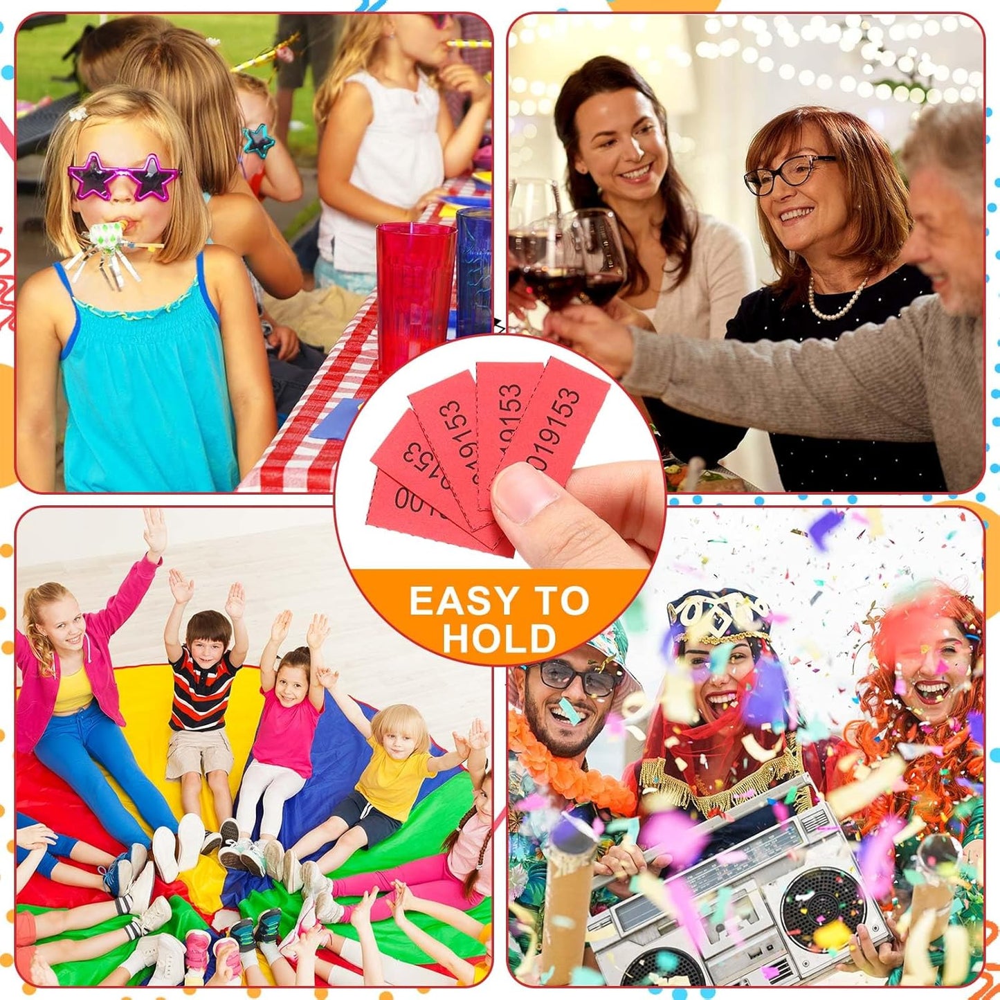 Kosiz 1000 Sheet 10 Bid Raffle Tickets Chinese Auction Tickets Sheets Auction Fundraiser Ticket Numbered with Name and Phone Number Per Sheet Raffle Tags for Silent Bidding (Red)