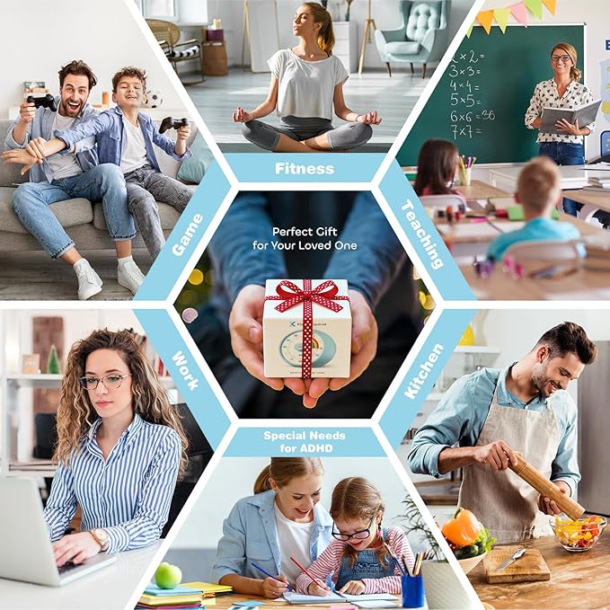Visual Timer for Kids, 60-Minute Countdown for Classroom Office Kitchen, Desk Timer Kids Time Management Tools with Silent Operation, Pomodoro Timer Rainbow Pattern(White)
