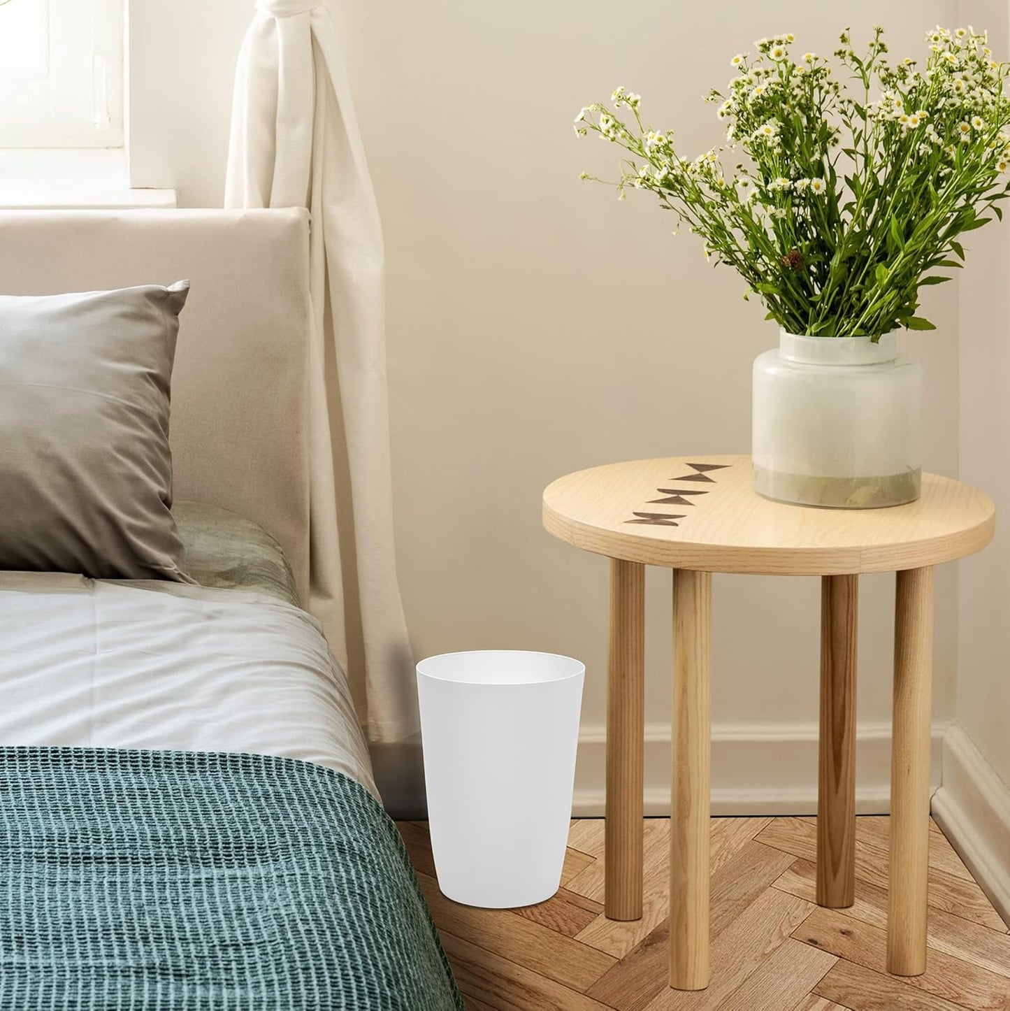 HOLDN’ STORAGE Small Trash Can - 1.58 Gallon Open Top Waste Bin, Compact Waste Can Perfect for Bathroom, Kitchen, Office, Dorm - Durable Garbage Can - Glossy White