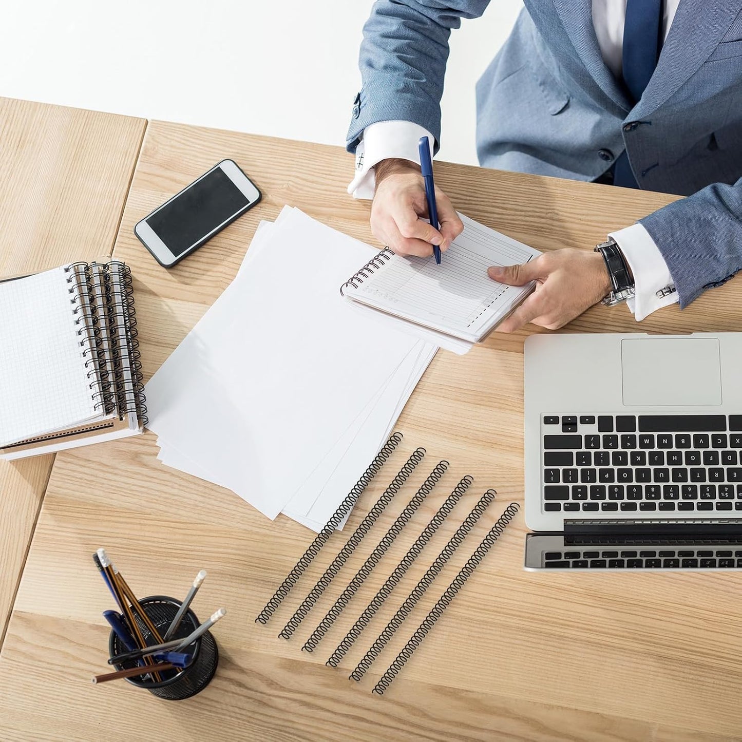 Leinuosen 120 Pack Plastic Spiral Binding Coils Kit Spirals Multi Size Coils for Binding Binder Combs Spines(5/16 Inch,Black)