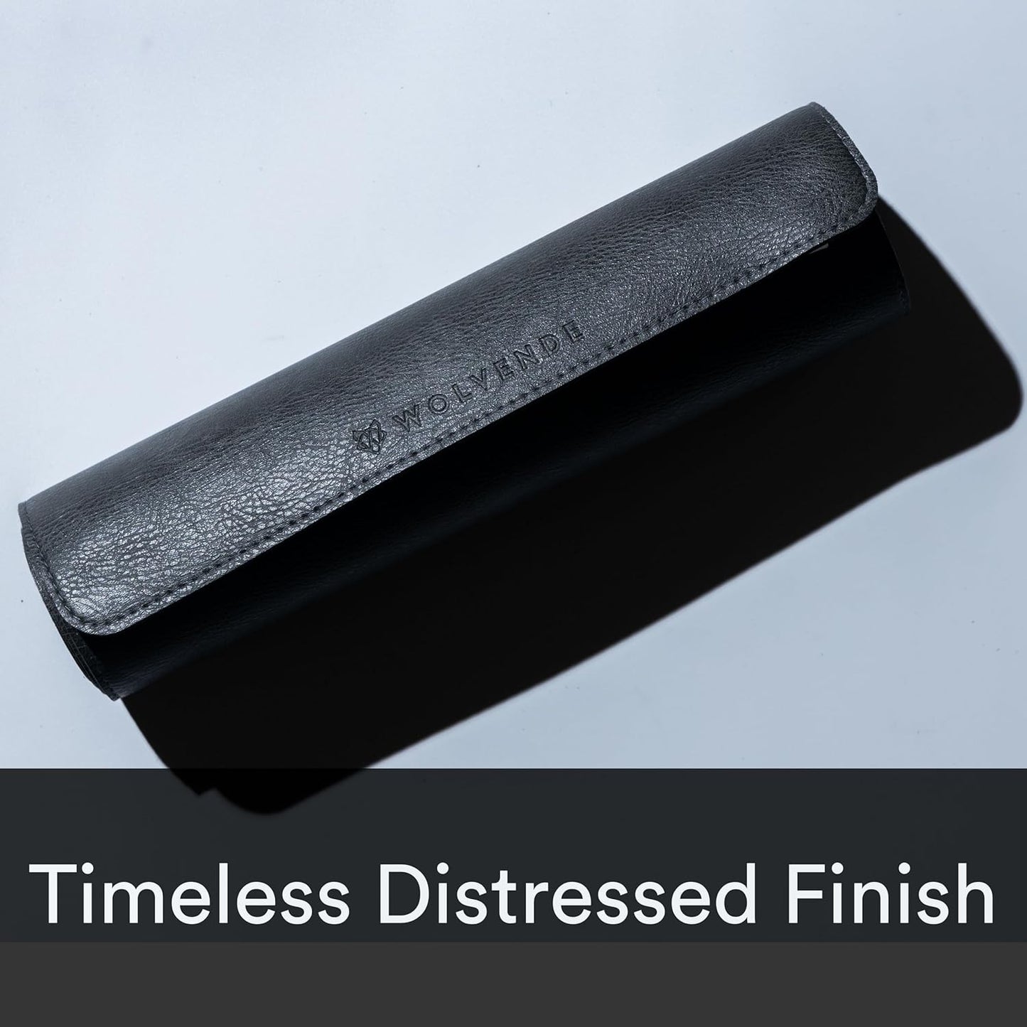 Premium Distressed Faux Vegan Leather Desk Mat | Multifunctional Desk Pad for Home Office | (Black/Grey, 12" x 36")