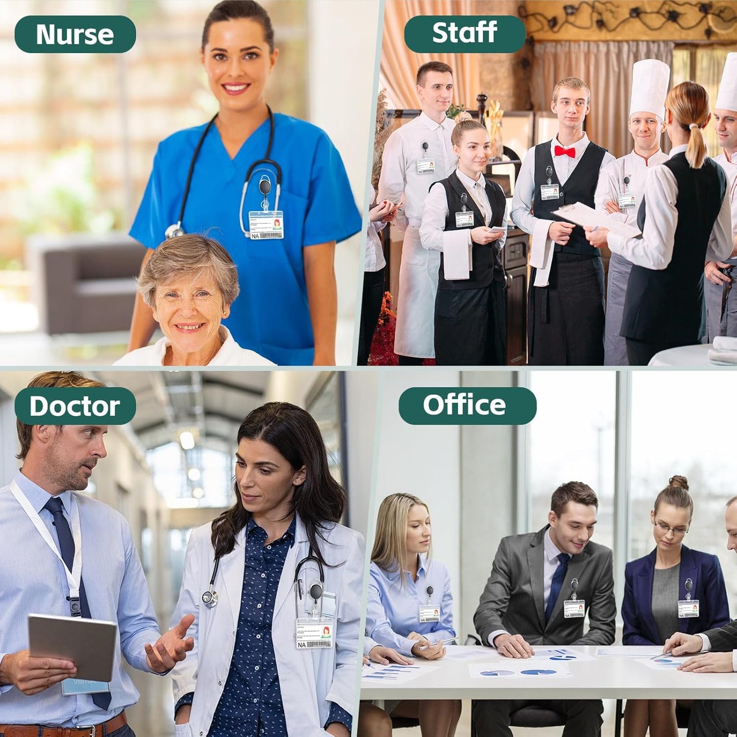 Honoson 10 Pcs Heavy Duty Retractable Badge Reels Batch ID Badge Holder Retractable Clip Bulk Key Holder with Ring for Office Worker Employee, Doctor Nurse Gifts (Black)