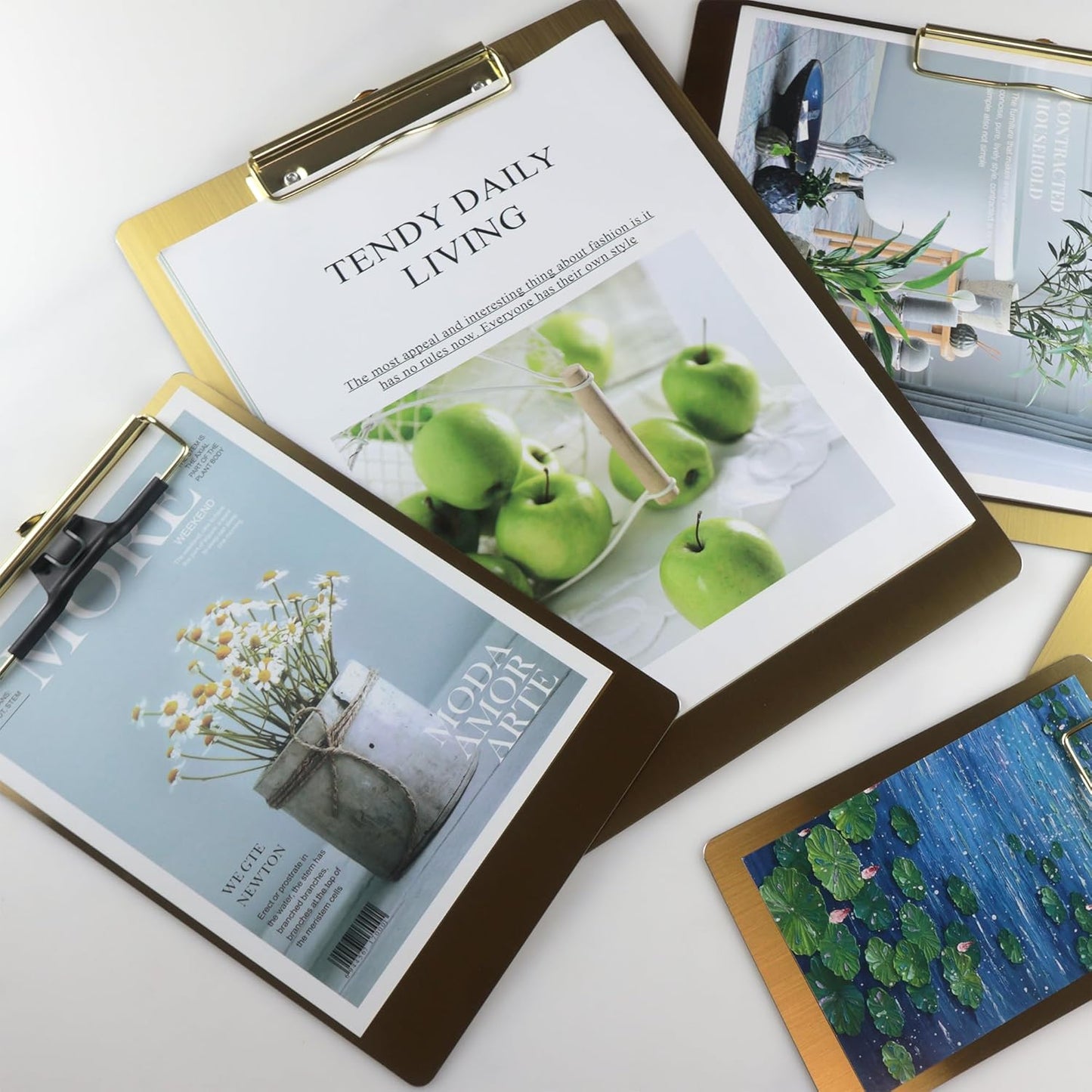 Stainless Steel Magnetic Clipboard with Pen - Multiple Sizes, Magnetic Design, Essential for Office and Home (Gold 6.3 x 9.3 Inches)