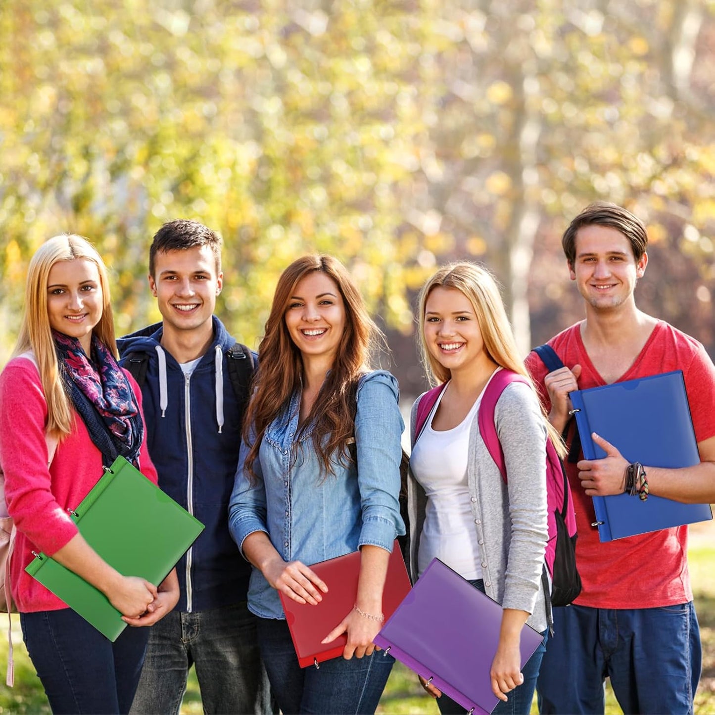 Pivotable Refillable Notebook, Upgraded 1 Inch 3 Ring Notebook Binder, 100 College Ruled Paper, 5 Subject Notebook with Dividers and Folder Pockets, Tabs- Black