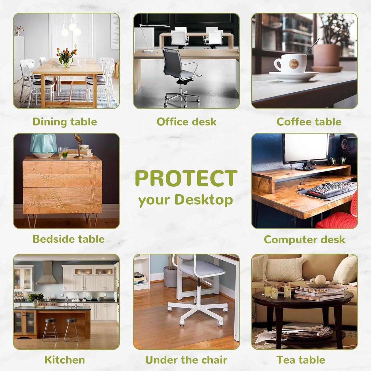 14 x 60 Inch Clear Table Cover Protector, Clear Desk Mat, Clear Table Protector, 1.5mm Thick Plastic Table Cover, Vinyl Table Protector, Clear Desk Pad, Desk Mats on Top of Desks