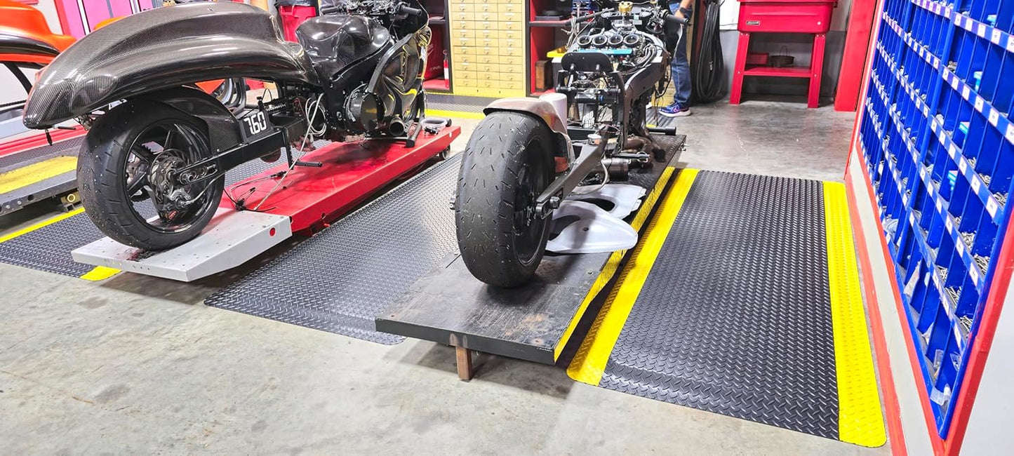 Rhino Mats, American Classic Diamond Anti-Fatigue Mats, Industrial Ergonomic Comfort Standing Mat for Work, Home, Garage, Office, Kitchen or Anywhere (Black/Yellow 9/16" Thick, 3 FT. x 16 FT.)