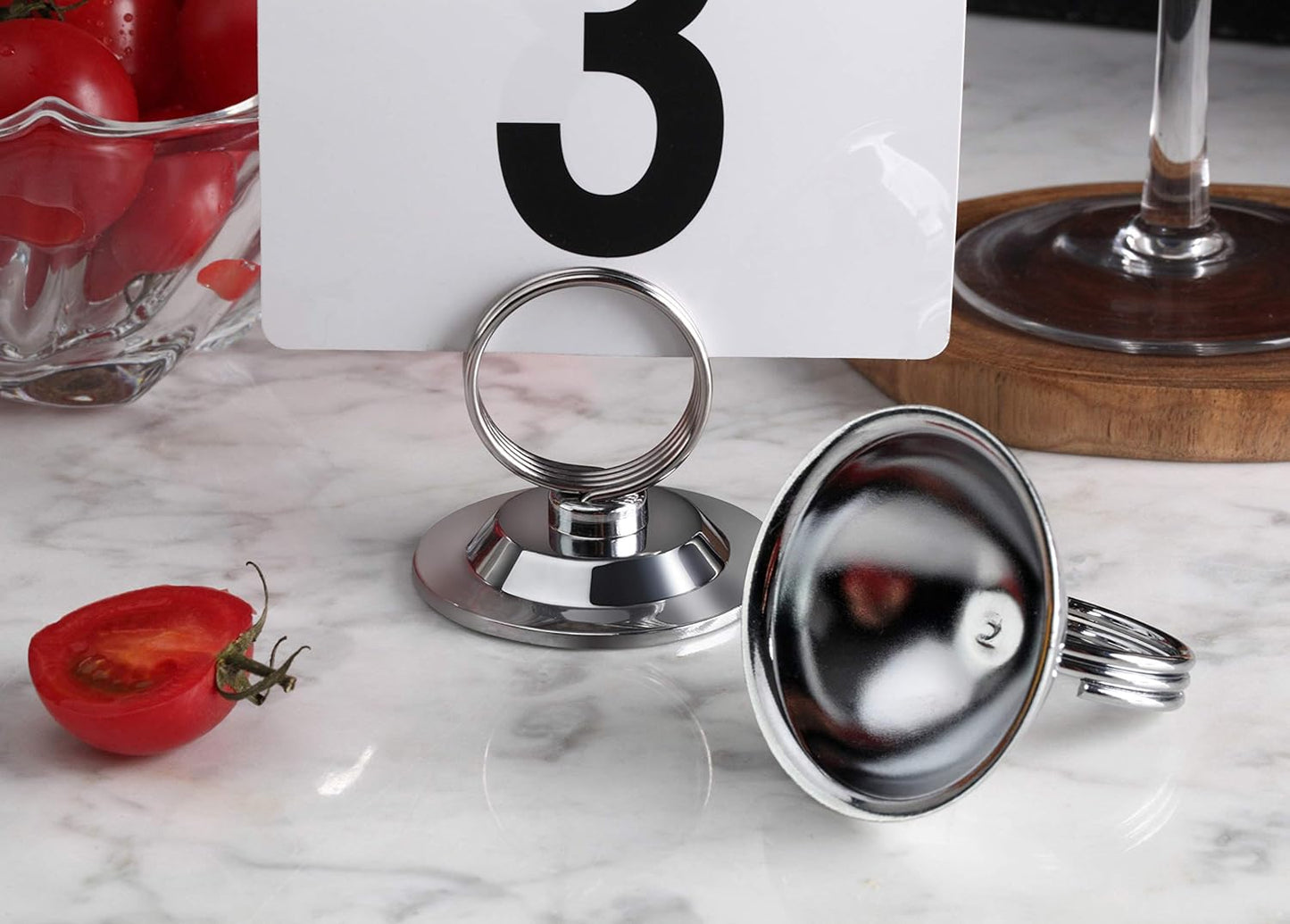 New Star Foodservice 23367 Split-Ring Style, Place Card/Table Number Holder, 2.5 x 2.33 Inch, Silver, Set of 12