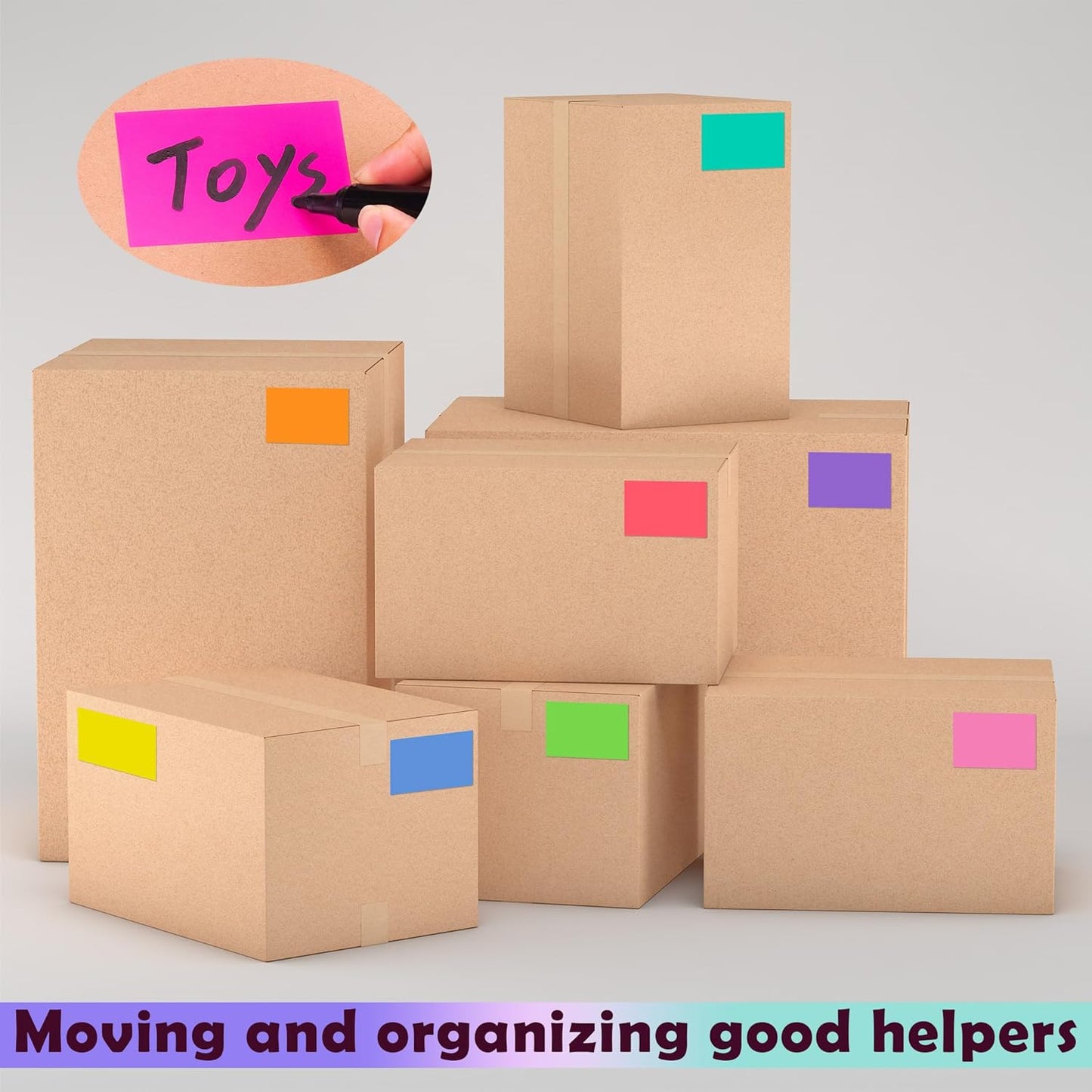 240 PCS Colored Labels Stickers 3 x 2 Inch Rectangular Moving Labels 8 Colors Large Color Coding Labels - Light Color