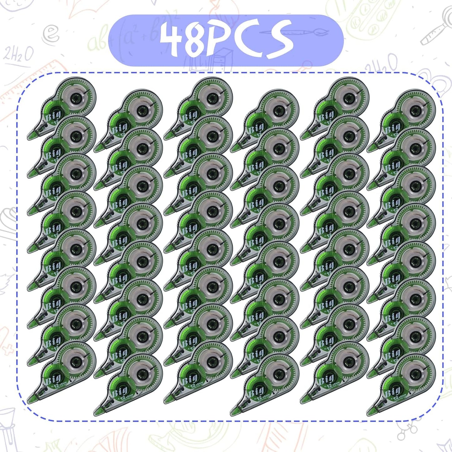 Yexiya 48 Pieces Correction Tapes Original Correction Wide Eraser Applicator Easy to Use Applicator Translucent Tapes Shows for Office Note Journal Scrapbooking, 0.2 Inch x 39.4 Feet