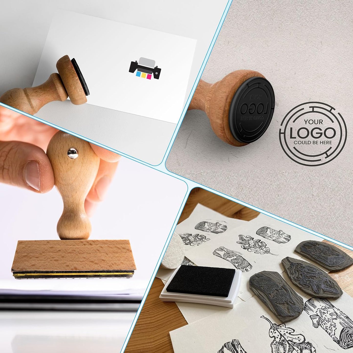 PATIKIL 3"x2" Large Stamp Pad, 2Pcs Washable Craft Ink Pad for Rubber Stamp Card Making Stamping Scrapbook Fingerprint Handprint, Silver/Black