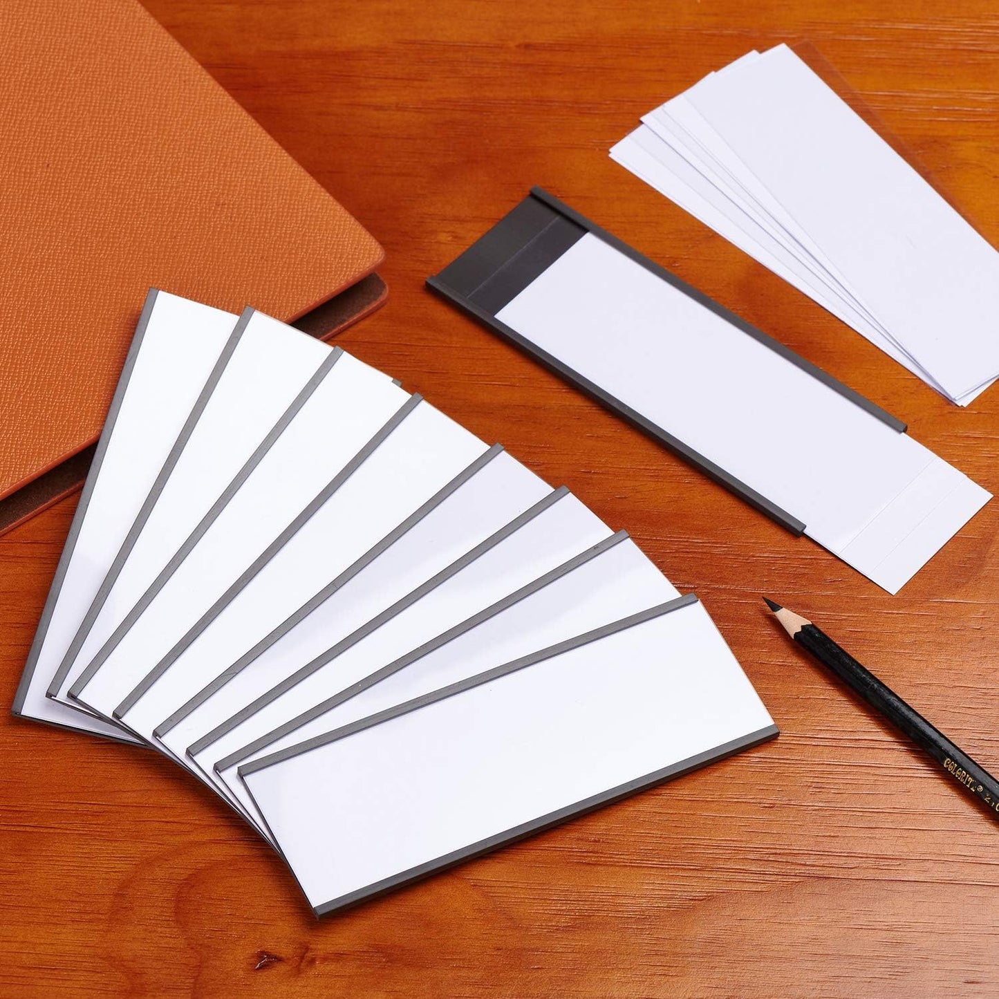 EEOYU Magnetic Label Holders with Magnets, Data Card Holders with Clear Plastic Protectors, Set of 30 (0.8 x 3 Inch)