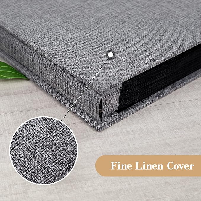 potricher Linen Hardcover Photo Album 4x6 600 Photos Large Capacity for Family Wedding Anniversary Baby Vacation (Gray, 600 Pockets)