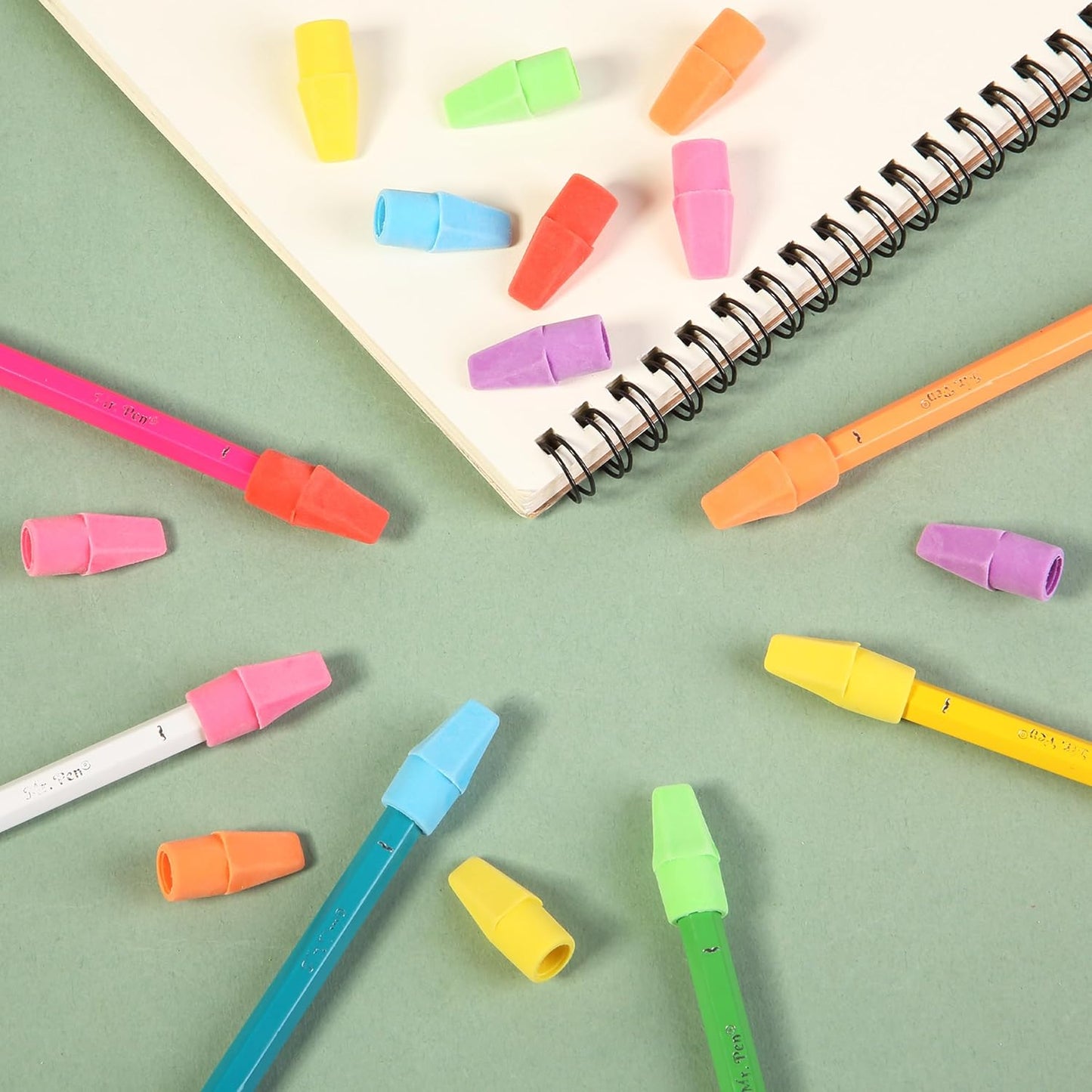Mr. Pen- Pencil Erasers Toppers, 500 Pack, Colorful, Latex Free, No Smudge, Mr Pen Erasers for Pencils