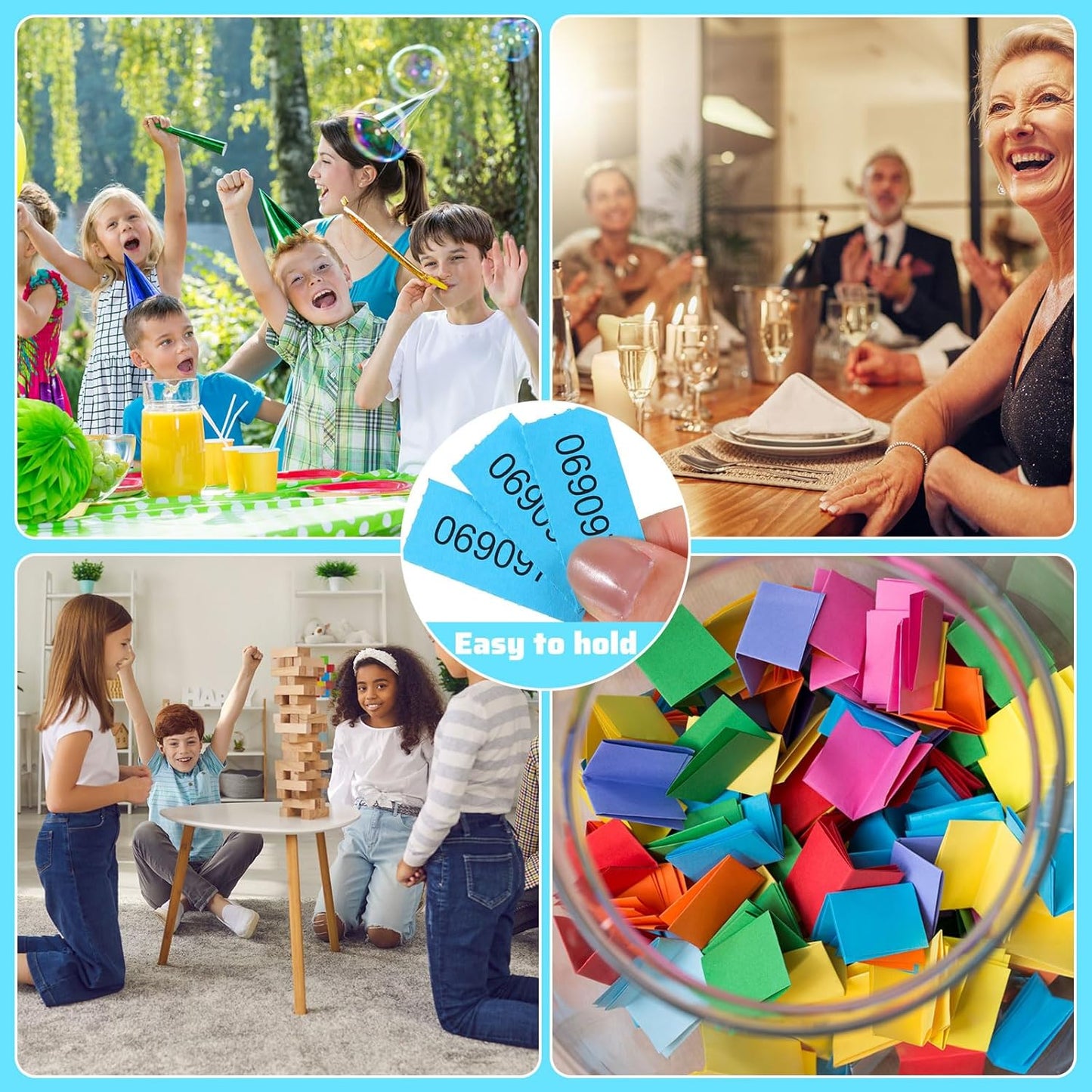 Kosiz 2400 Sheets Raffle Ticket Sheets Blue Chinese Auction Tickets with 25 Bid Numbers Per for Fundraising Basket Silent Auction Activity Fundraiser Prizes Church Events