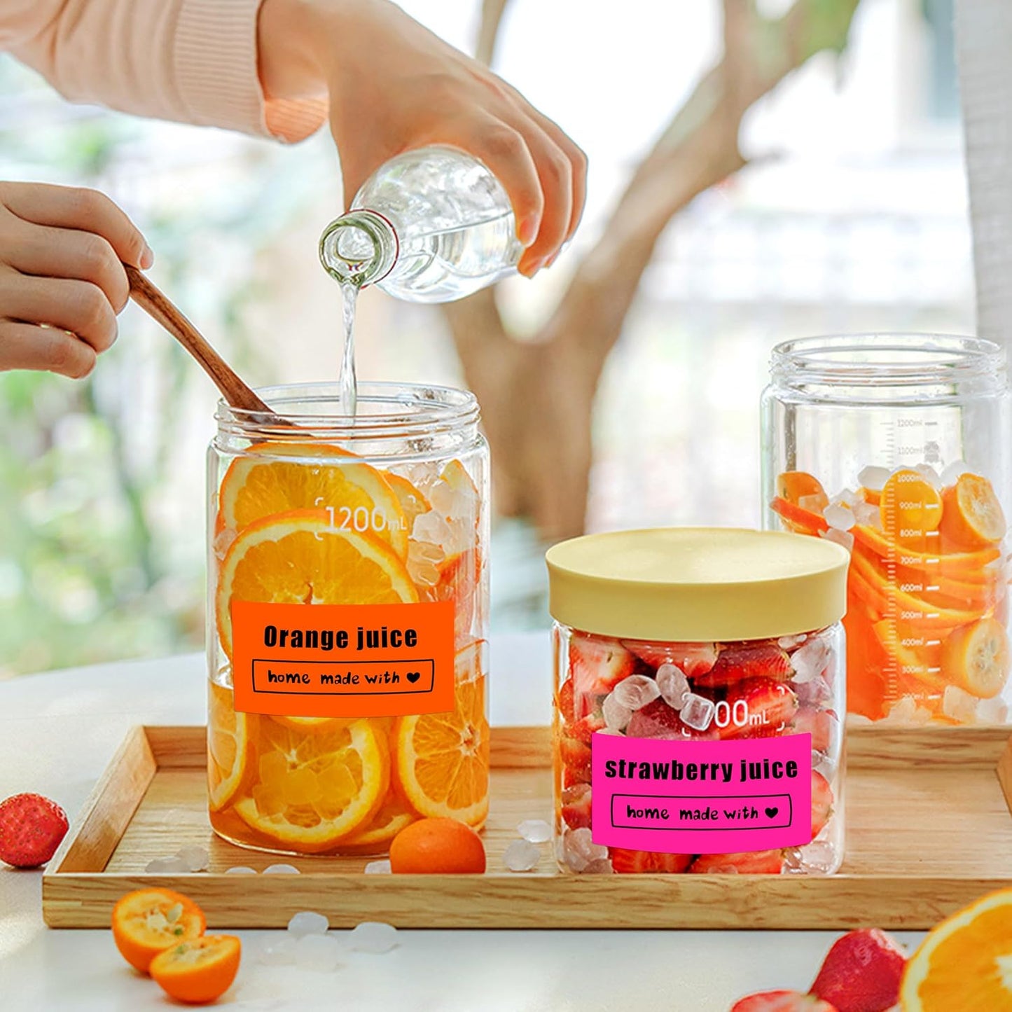 1X2 inch Label Stickers Roll for Thermal Printer 500PCS Colored Removable Freezer Labels Waterproof Blank Sticker Labels to Write on for Food Containers and Jars, Fluorescent Pink