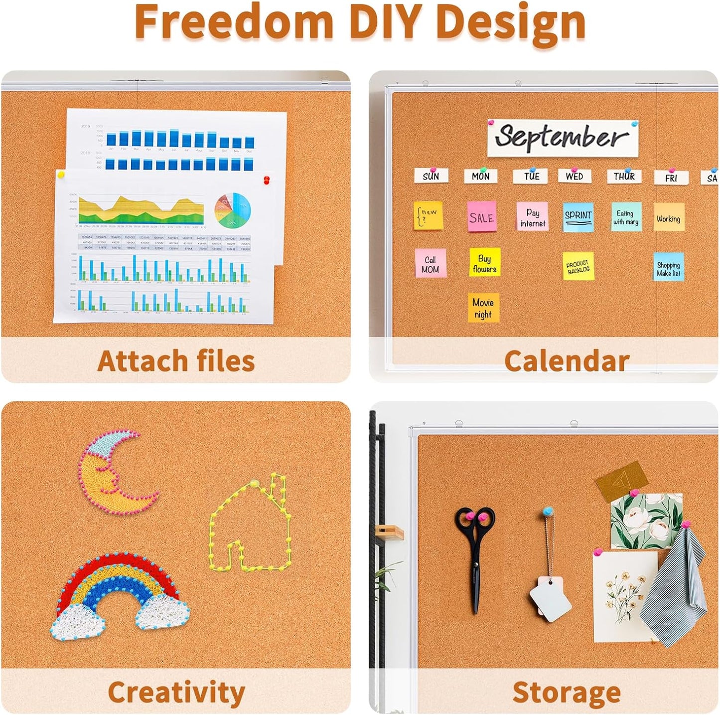 maxtek Large Cork Board 96 x 48 in, Bulletin Board for Walls, 8'x 4' Extra Aluminum Framed Corkboard, Foldable Wall Mounted Back to School Pin Memo Notice Cork Board for Office, Home Wall Display