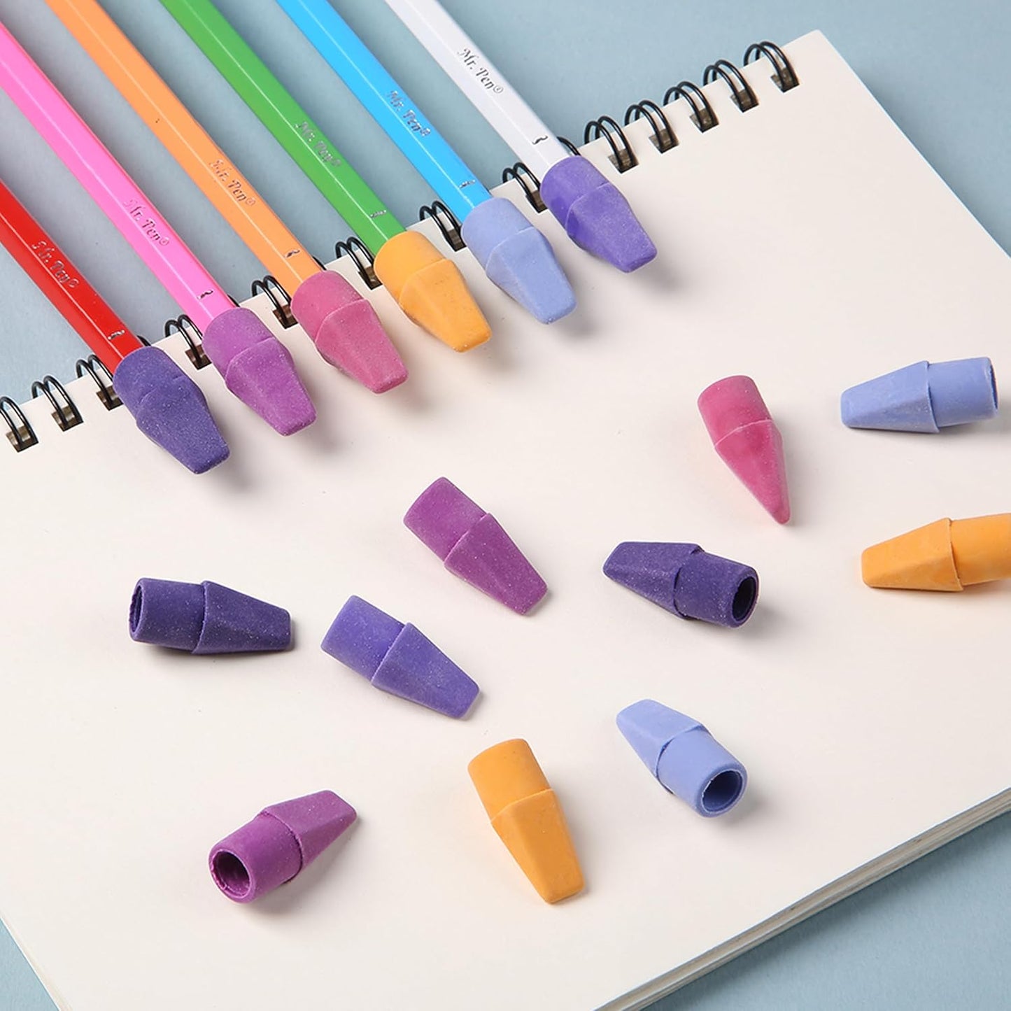 Mr. Pen- Pencil Top Erasers, 120 Pack, 6 Different Twilight Pulse Colors, Latex-Free & No Smudge Pencil Eraser Tops