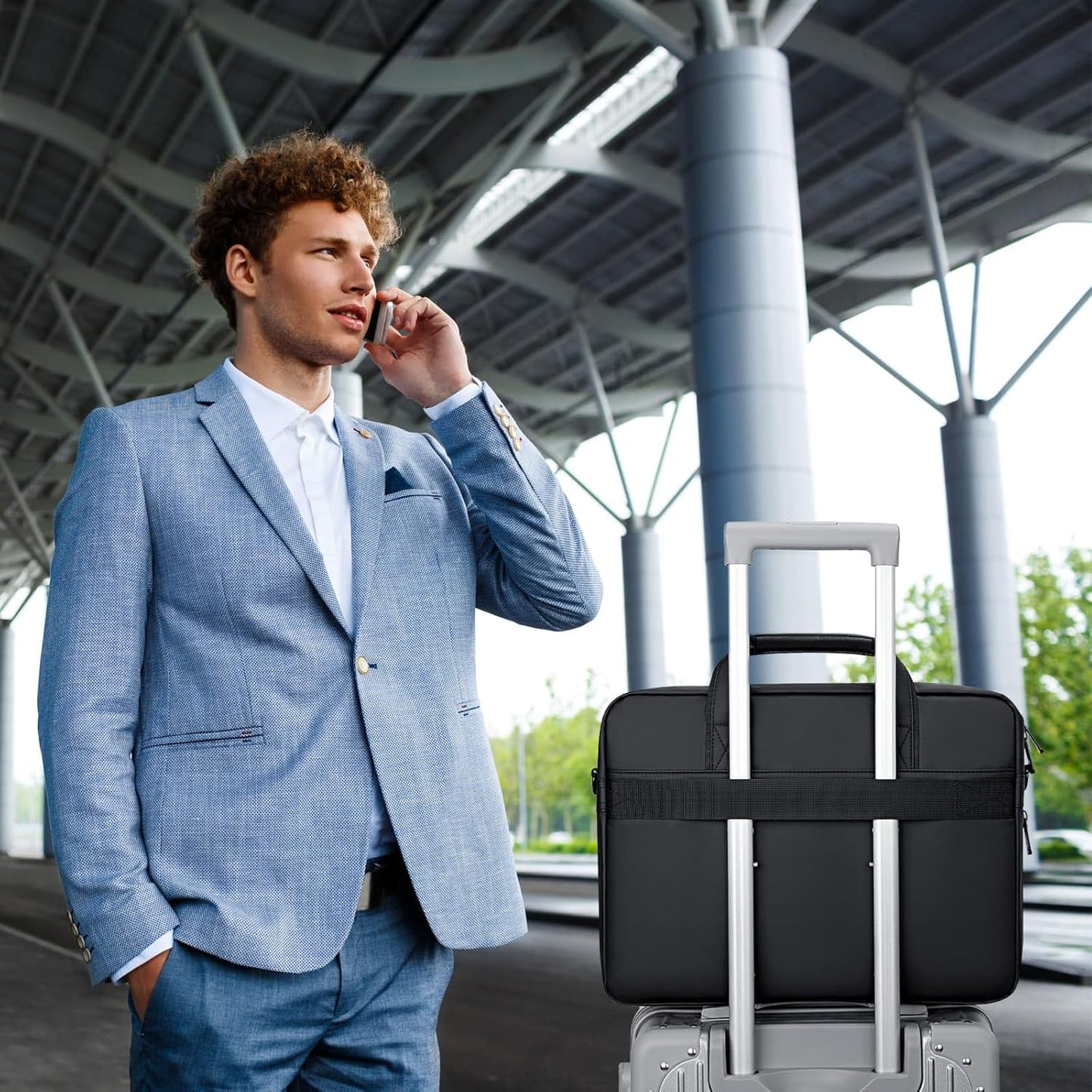 RAINYEAR 15.6 Inch Laptop Bag Laptop Shoulder Bag for Men, Expandable Waterproof Laptop Messenger Bag Large Capacity Computer Laptop Briefcase with Pockets for Travel Business Work Office, Black