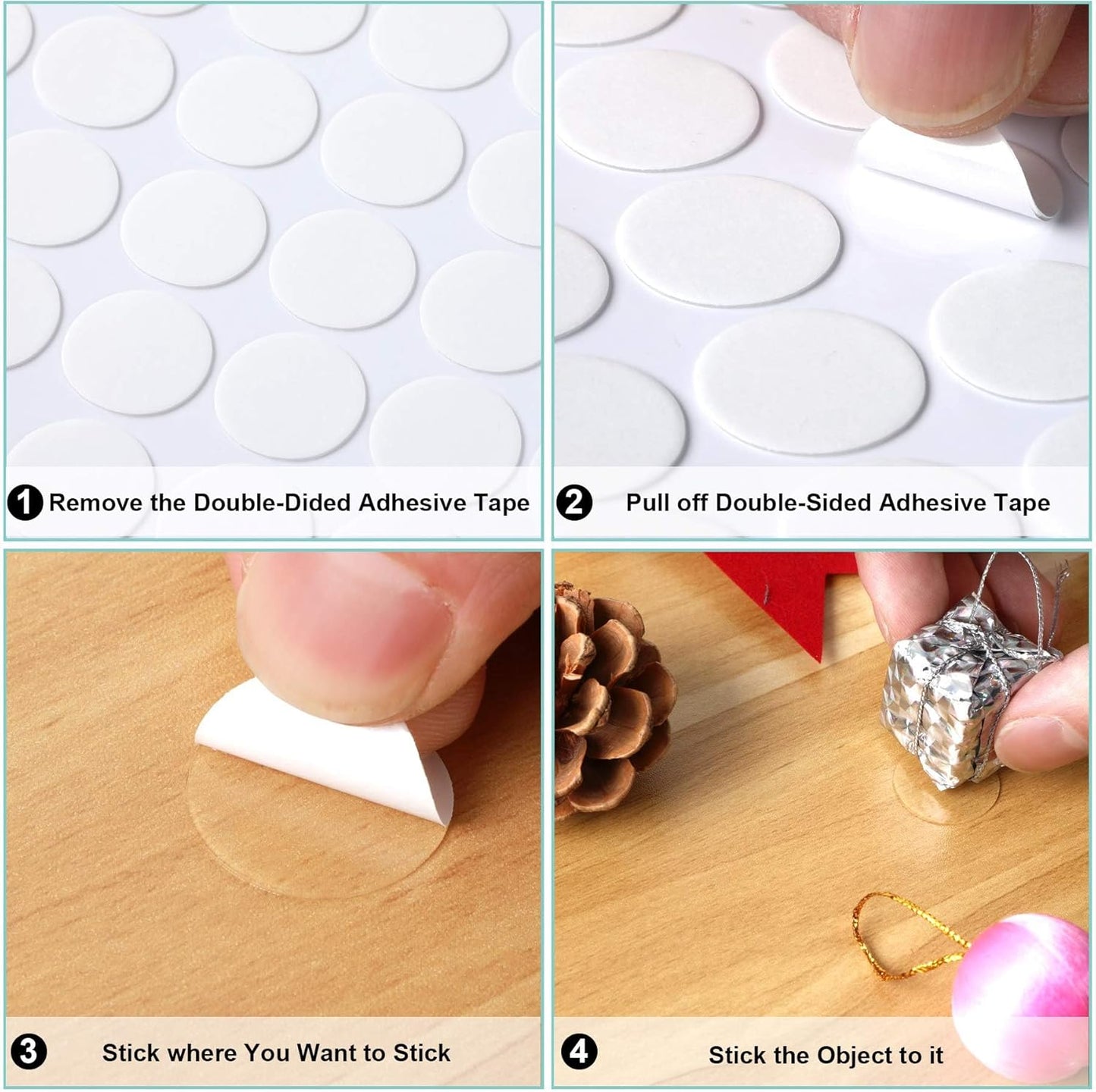 JANYUN 280 Pcs Double Sided Sticky Dot Stickers Removable Round Putty Clear Sticky Tack No Trace Sticky Putty Waterproof Small Stickers for Festival Decoration (20mm, 280)