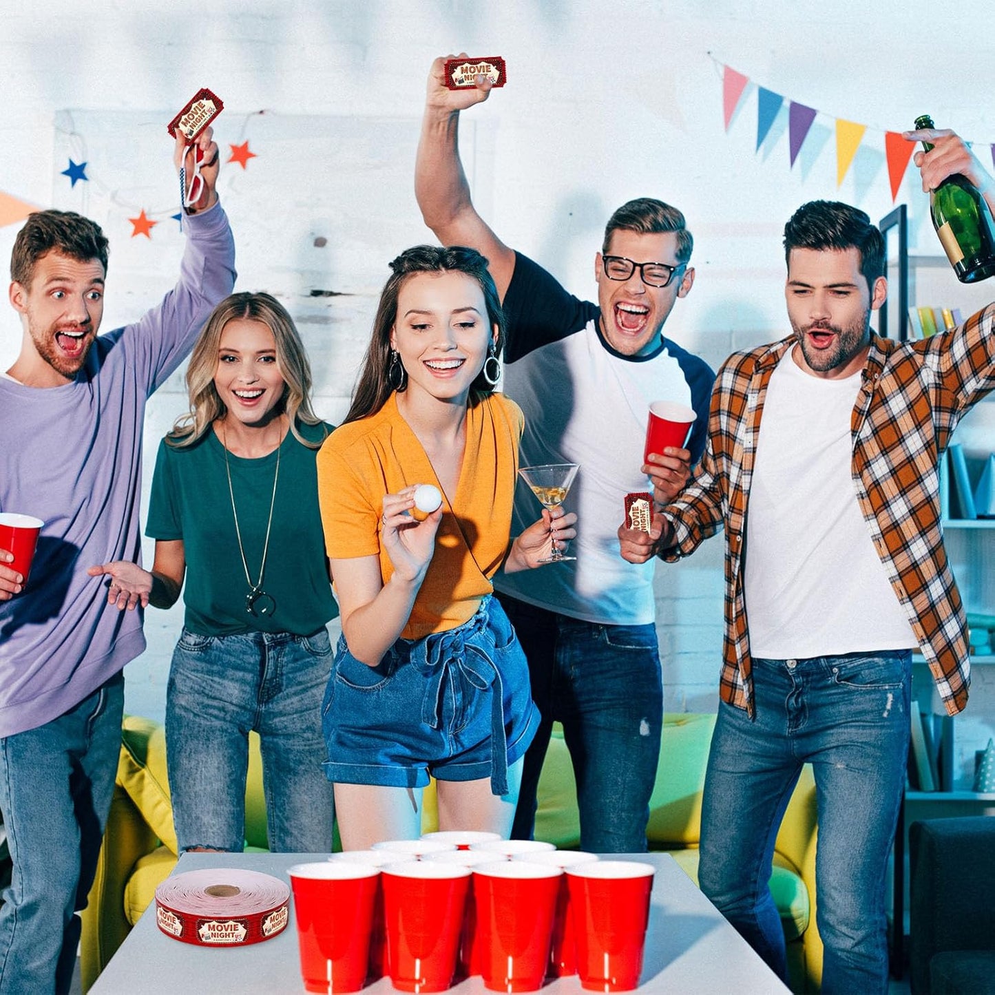 1000 Pcs Carnival Movie Tickets Roll Movie Night Theme Party Decorations Raffle Tickets Party Entry for Events Carnival Favors Supplies