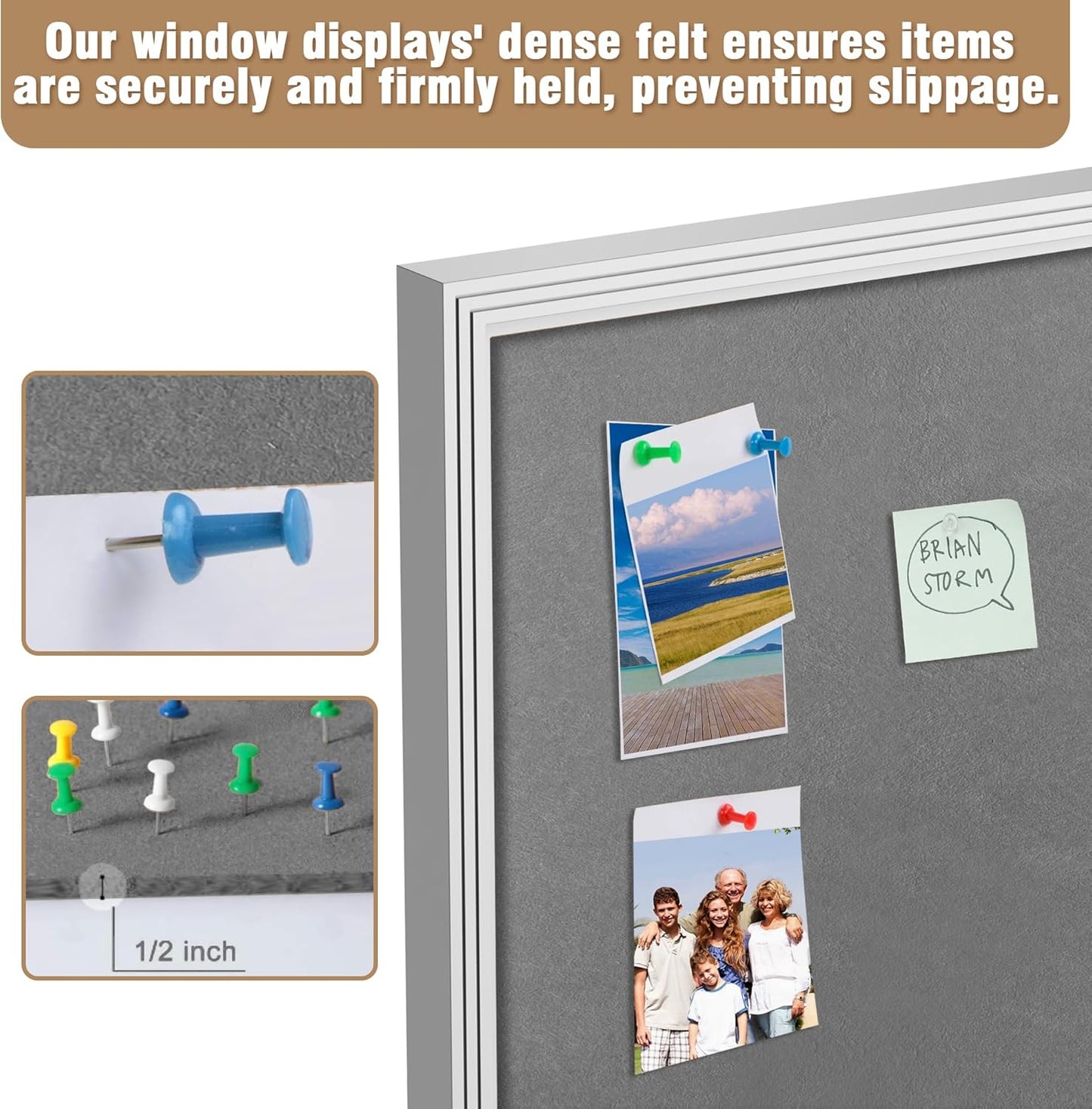 70"x34" Enclosed Bulletin Board, Outdoor Lockable Weather-Resistant Aluminum Cork Noticeboard for School & Office, Silver Frame w/Grey Flet