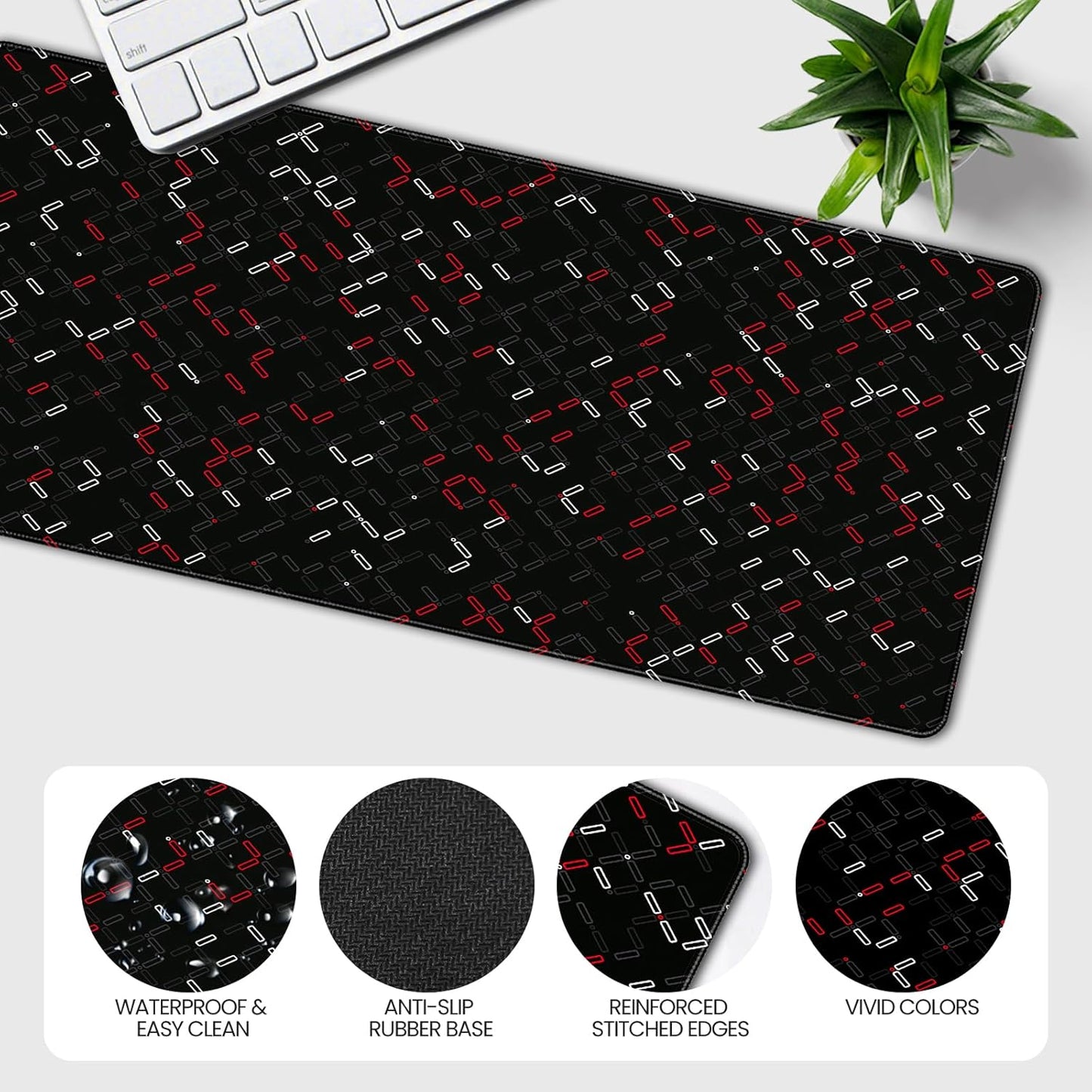 35.4 x 15.7 inches, Large Desktop Mouse pad, Keyboard and Mouse Pads for Work and Home Computers, and Large Laptop Mouse mat,Red and White Checkered
