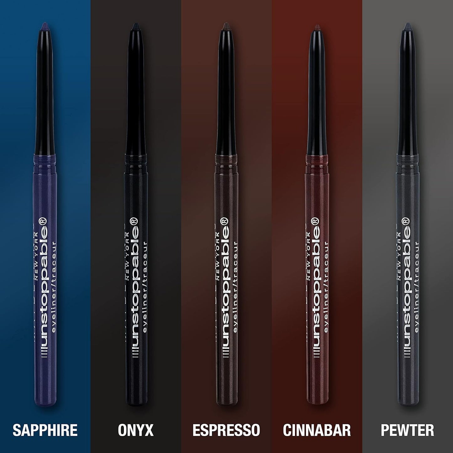 Maybelline Unstoppable Waterproof Mechanical Grey Eyeliner Pencil, Easy to Apply, Smooth Glide, Up to 24 Hour Wear, Pewter, Pack of 2