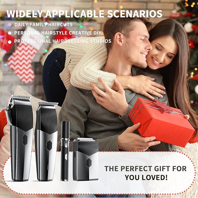 Professional Hair Clipper Set,4 in 1 Hair Clippers for Men, Hair Clippers, Beard Trimmer& Rechargeable Shaver Set, Barber Hair Cutting Kit for Men ,for Gifts (Black)