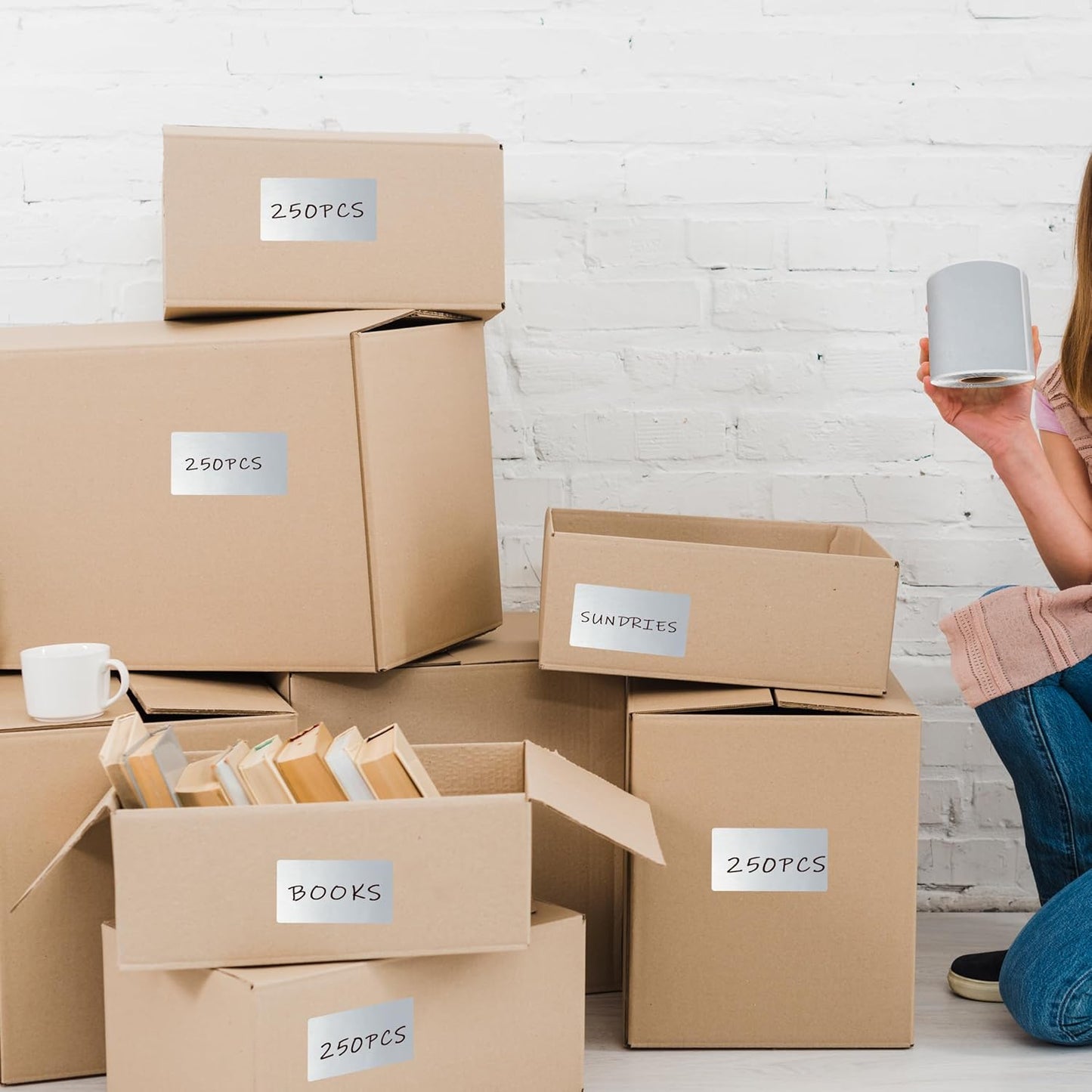 3 x 5 Inch 250Pcs Rectangle Color Coding Stickers,Strong Adhesion Easy to Write Label for Moving,Box Organization,Inventory,Business,Silver