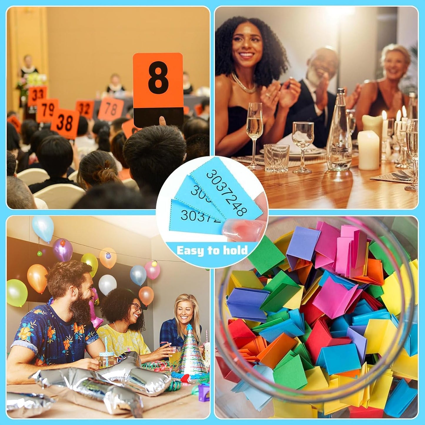 Kosiz 504 Sheets 20 Bid Raffle Ticket with Different Numbers Per Sheet Chinese Auction Tickets for Events Church Basket Auction Silent (Lake Blue)