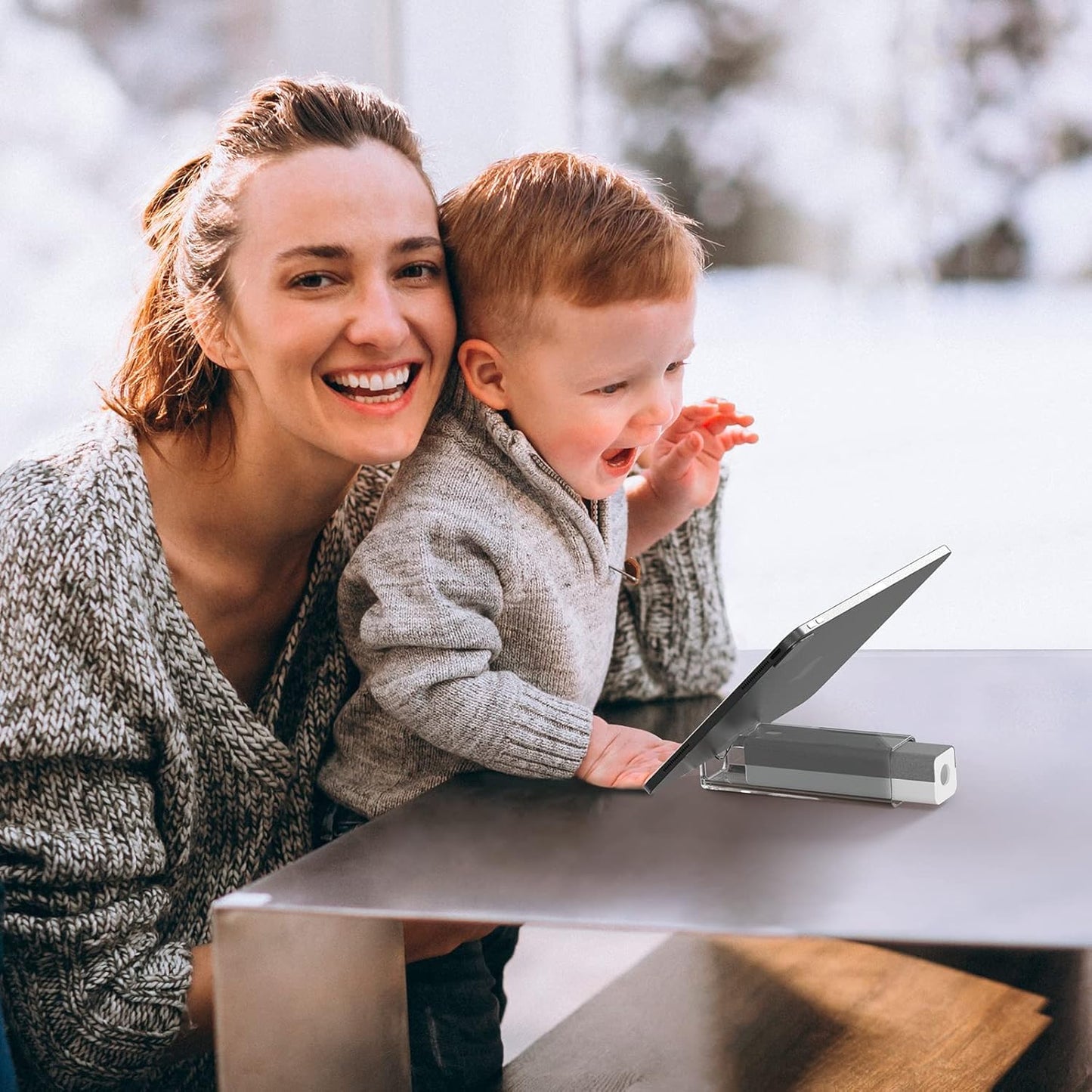 CLICK CLEAN Screen Cleaner, Fingerprint Proof Screen Cleaner Spray, All-in-One Cleaner with Microfiber, Shell and Phone Stand for All Phones, Laptop and Tablet Screens (Grey)