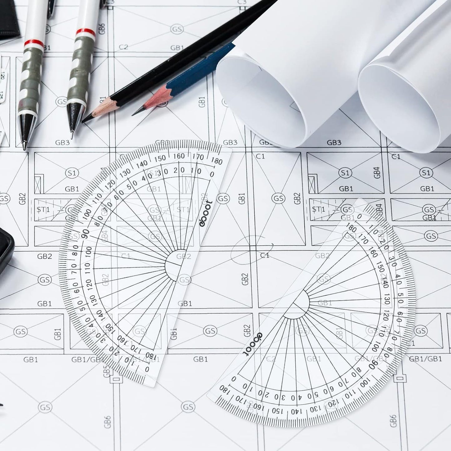 Zonon 3 Pcs 4 Inch Clear Plastic Protractor Bulk Math Protractors Set 180 Degrees Geometry Drafting Tools for Classroom Industry Office Back to School Supplies