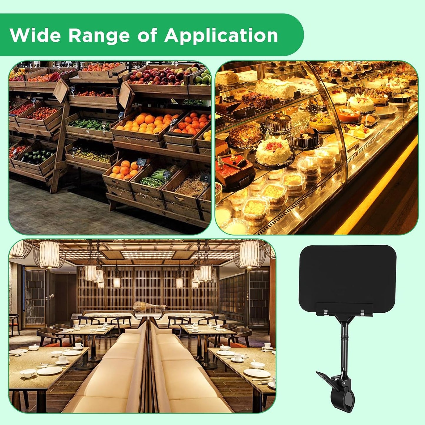 MAQUITA 30 Pcs Price Display Signs, Adjustable Clip on Sign Holder with 30 Clips A6, Rotataing Plastic Chalkboard Sign, Double Sided Mini Blackboard Clips for Store Business Office