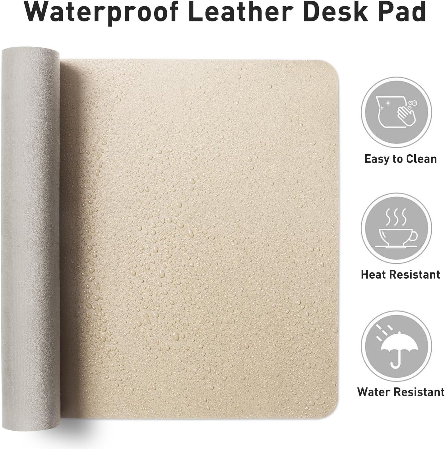 Aothia Leather Desk Pad Protector, Office Mat, Large Mouse Pad, Non-Slip PU Leather Blotter, Laptop Desk Pad, Waterproof Writing Pad for Office and Home (Beige, 31.5" x 15.7")