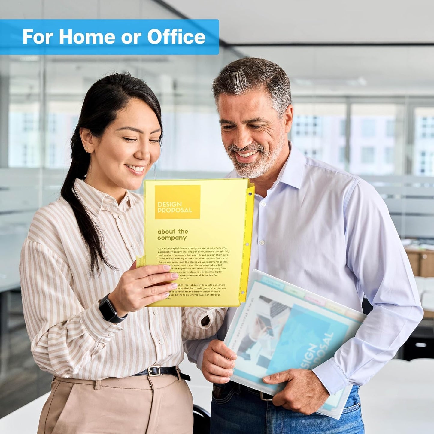 Dunwell 5-Tab Dividers with Pocket for 3-Ring Binders (3 Sets, 15 Count), Plastic One Pocket Dividers with Tabs, Slash File Jackets 3 Hole Punched for 8.5x11 Paper, Poly Pocket Notebook Dividers