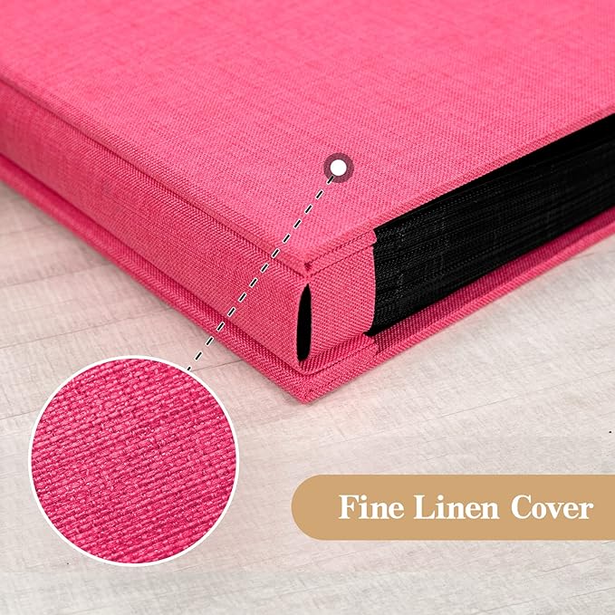 potricher Linen Hardcover Photo Album 4x6 600 Photos Large Capacity for Family Wedding Anniversary Baby Vacation (Rose Red, 600 Pockets)