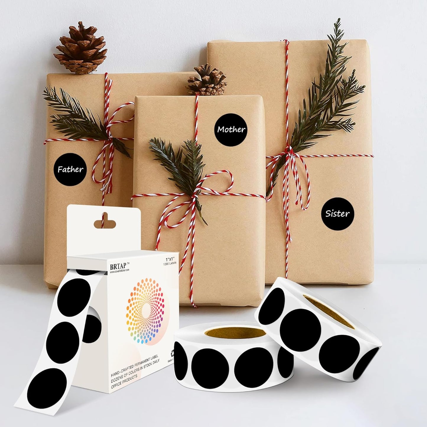 Black 1 Inch Round Color Coding Labels with 4000 Dots, 4 Rolls - Bright Color Dot Stickers for File Folders, Inventory System - Highly Visible