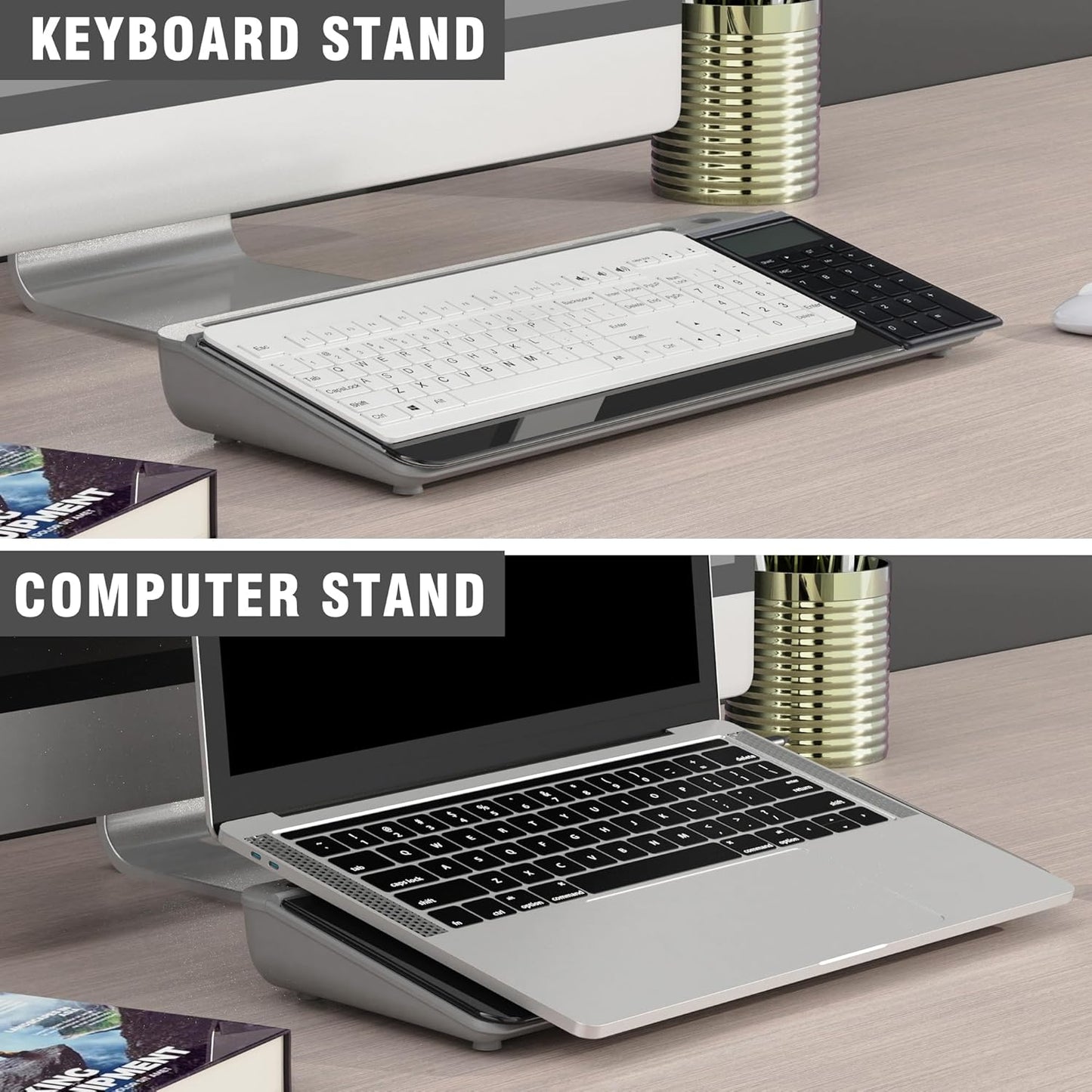 SELEAD Desktop Glass Whiteboard with Calculator, Organizer, Markers, Eraser, Holder - Black Dry Erase White Board Computer Pad Keyboard Stand for Home, School, Office Desk Cubicle Accessories