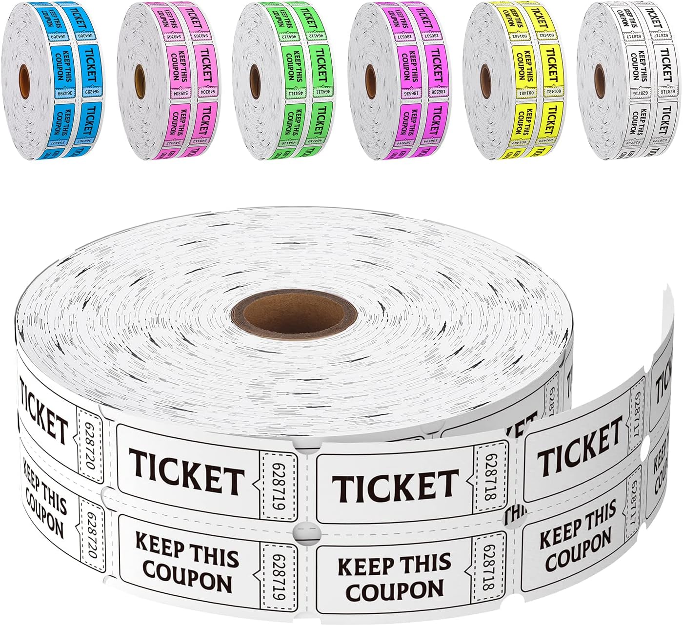 Fluorescence Raffle Tickets Double Roll 2000 Tickets White 50/50 Tickets for Events, Entry, Class Reward, Fundraiser & Prizes