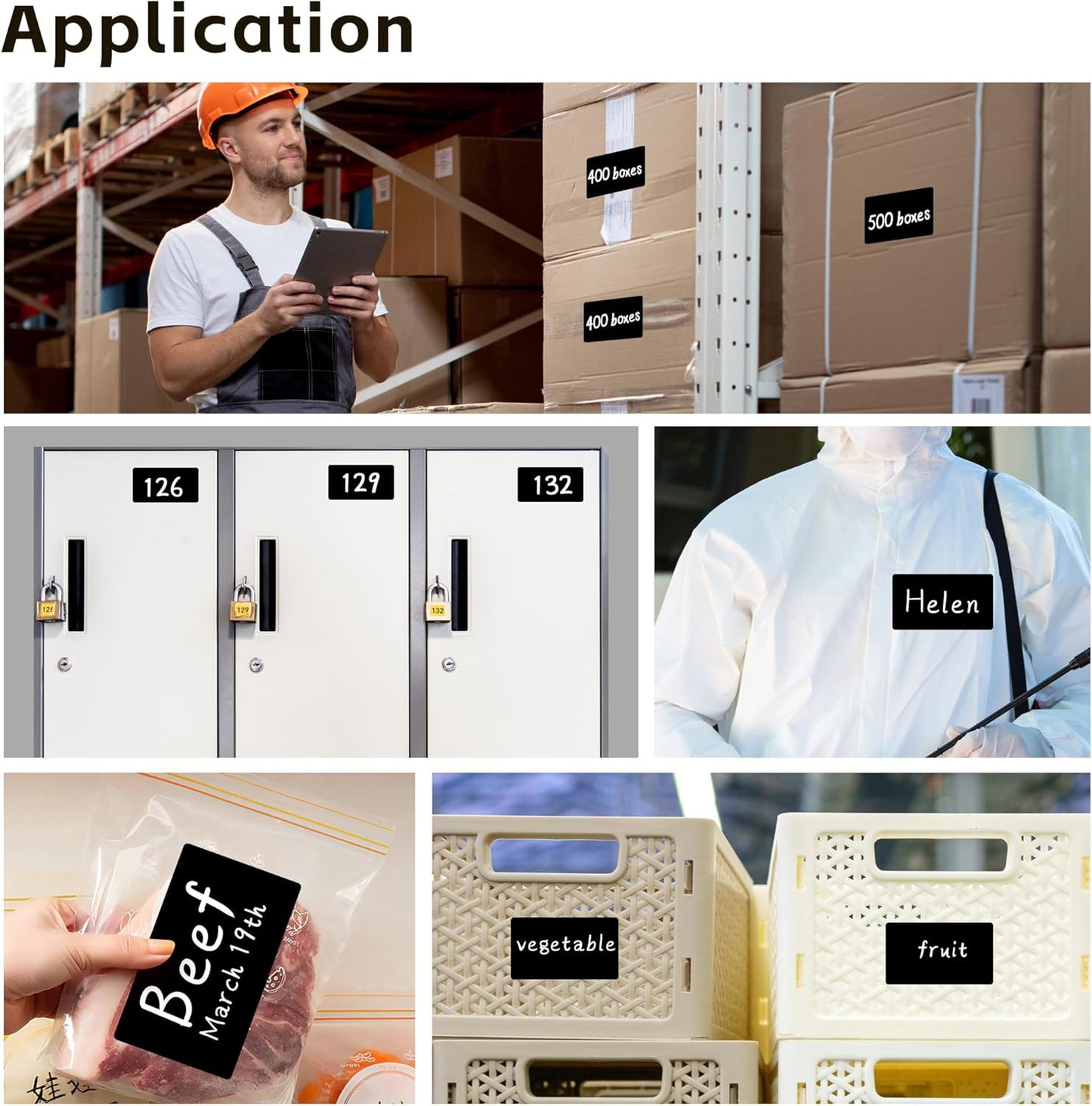 PARLAIM 3 X 5 Inch 4Rolls/1000 Per Rectangle Inventory Color Coding Labels,Roll Square Label Stickers for Home(Black)