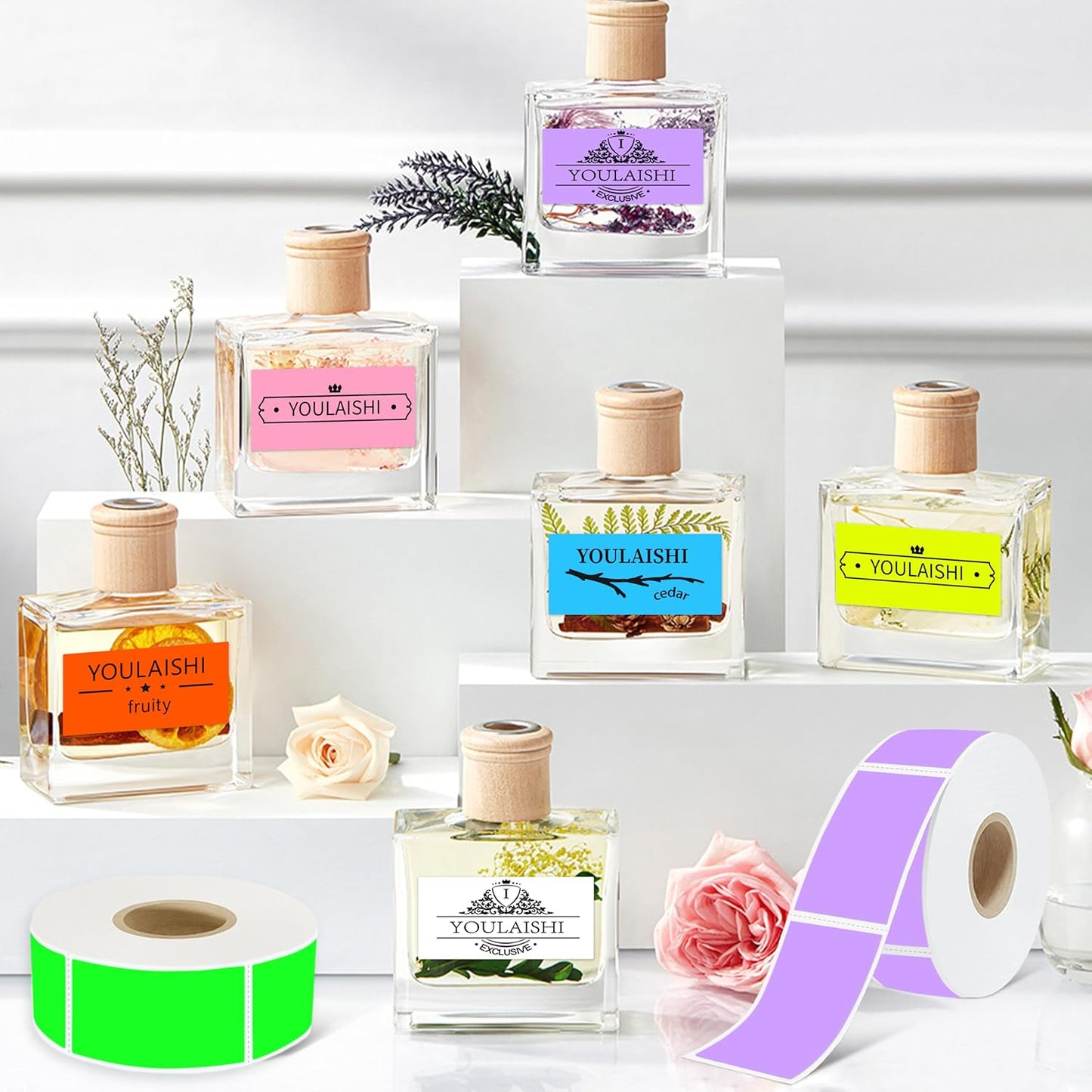 1X2 inch Label Stickers Roll for Thermal Printer 500PCS Colored Removable Freezer Labels Waterproof Blank Sticker Labels to Write on for Food Containers and Jars, Sky Blue