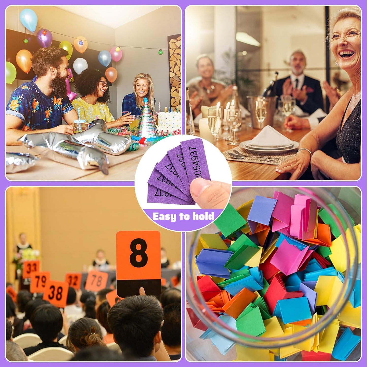 Kosiz 504 Sheets 5 Bid Raffle Ticket with Different Numbers Per Sheet Chinese Auction Tickets for Events Church Basket Auction Silent (Deep Purple)