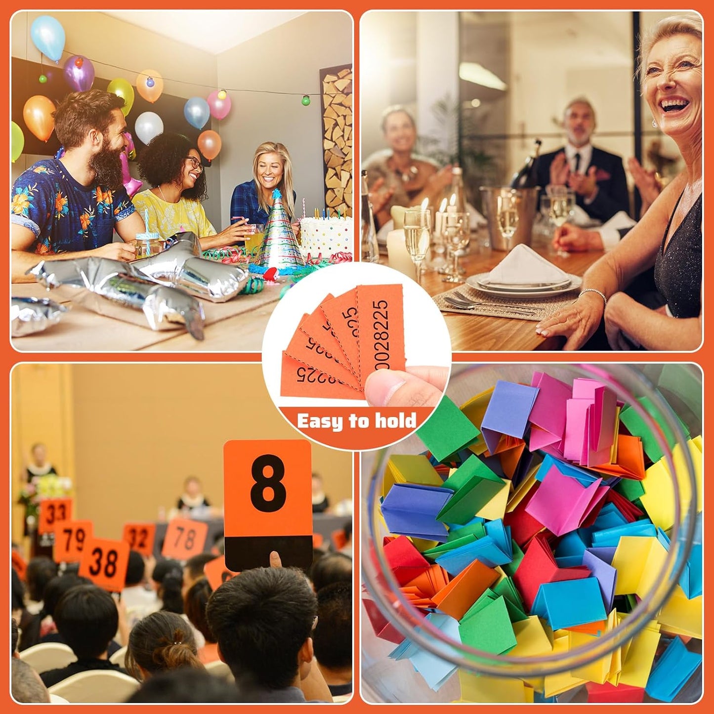 Kosiz 1000 Sheets 25 Bid Raffle Ticket Numbers - Chinese Auction Ticket Sheets for Silent Auctions, Events & Church (Orange)