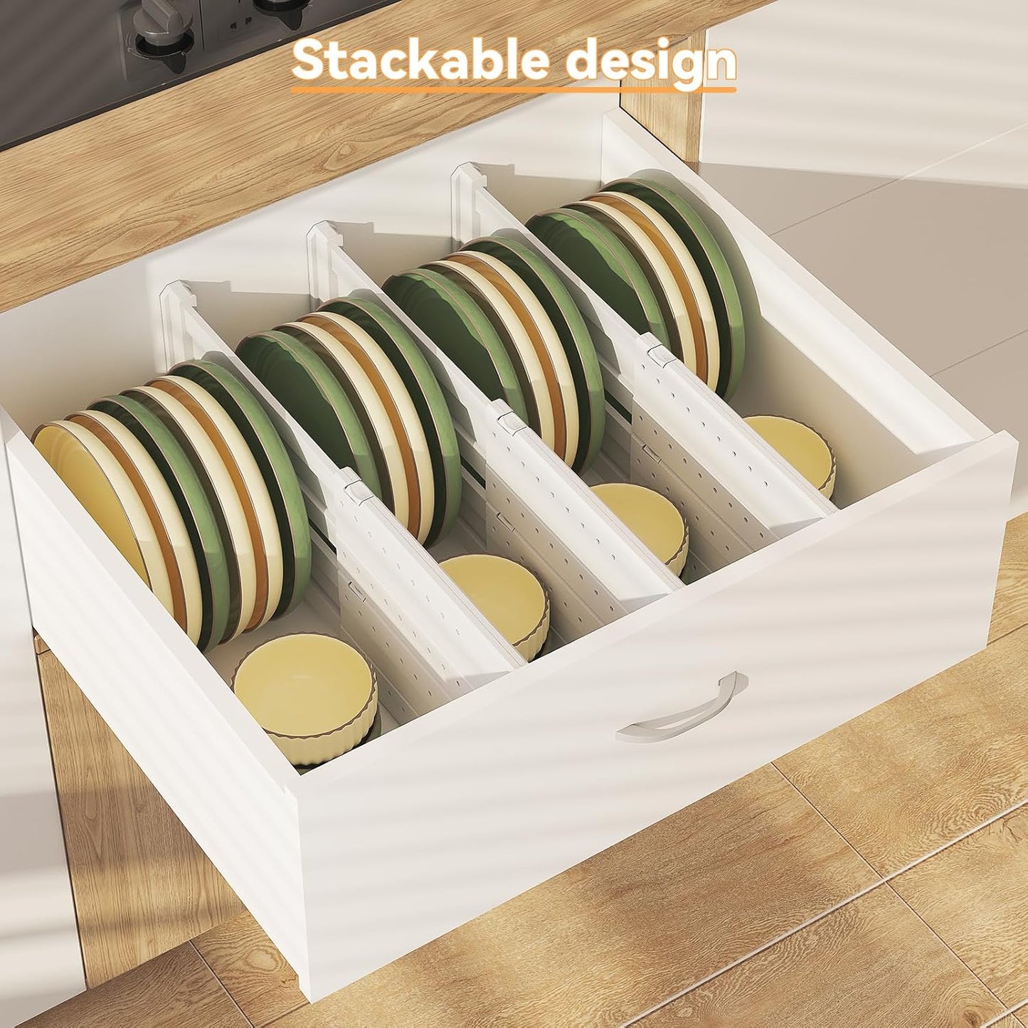 REBECAT 12 Pack Drawer Dividers for Clothes Adjustable Drawer Dividers 4" High Expandable from 11"-17" for Dresser Baby Clothes Bathroom Bedroom Kitchen and Office Storage,White