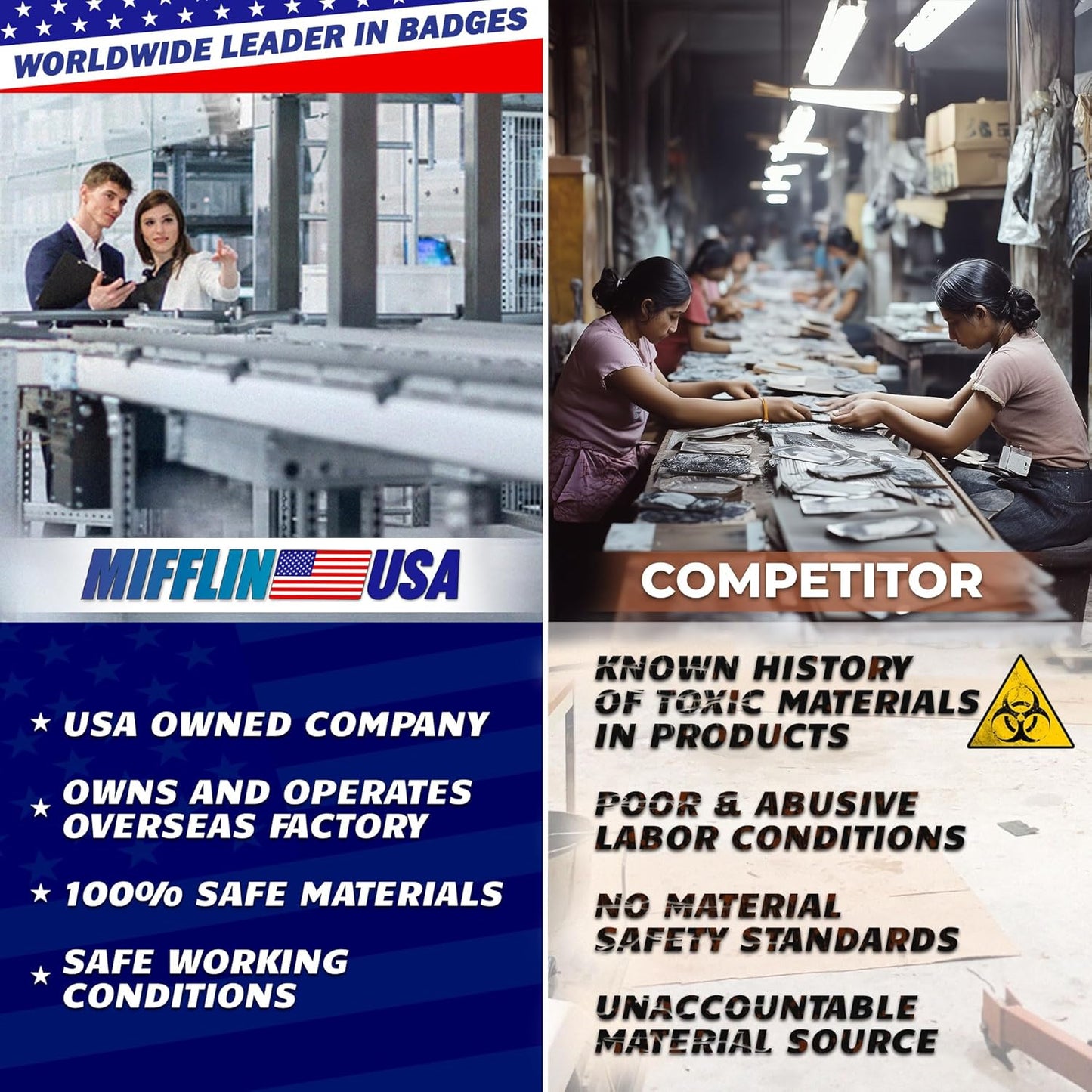 Mifflin-USA - Name Tag Magnets - 200 Pack, 1.75 x 0.5 Inches - Premium ID Badge Holder with 3 Extra Strong Neodymium Magnets