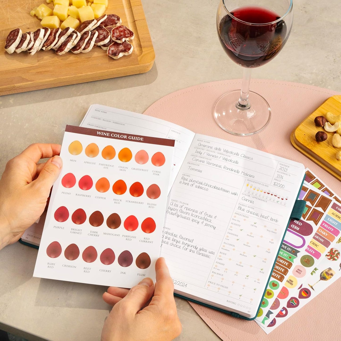 Legend Wine Tasting Journal – Wine Guide & Diary – Unique Accessories & Gifts for Wine Lovers, Women & Men, Eco Leather Notebook (Deep Sea)