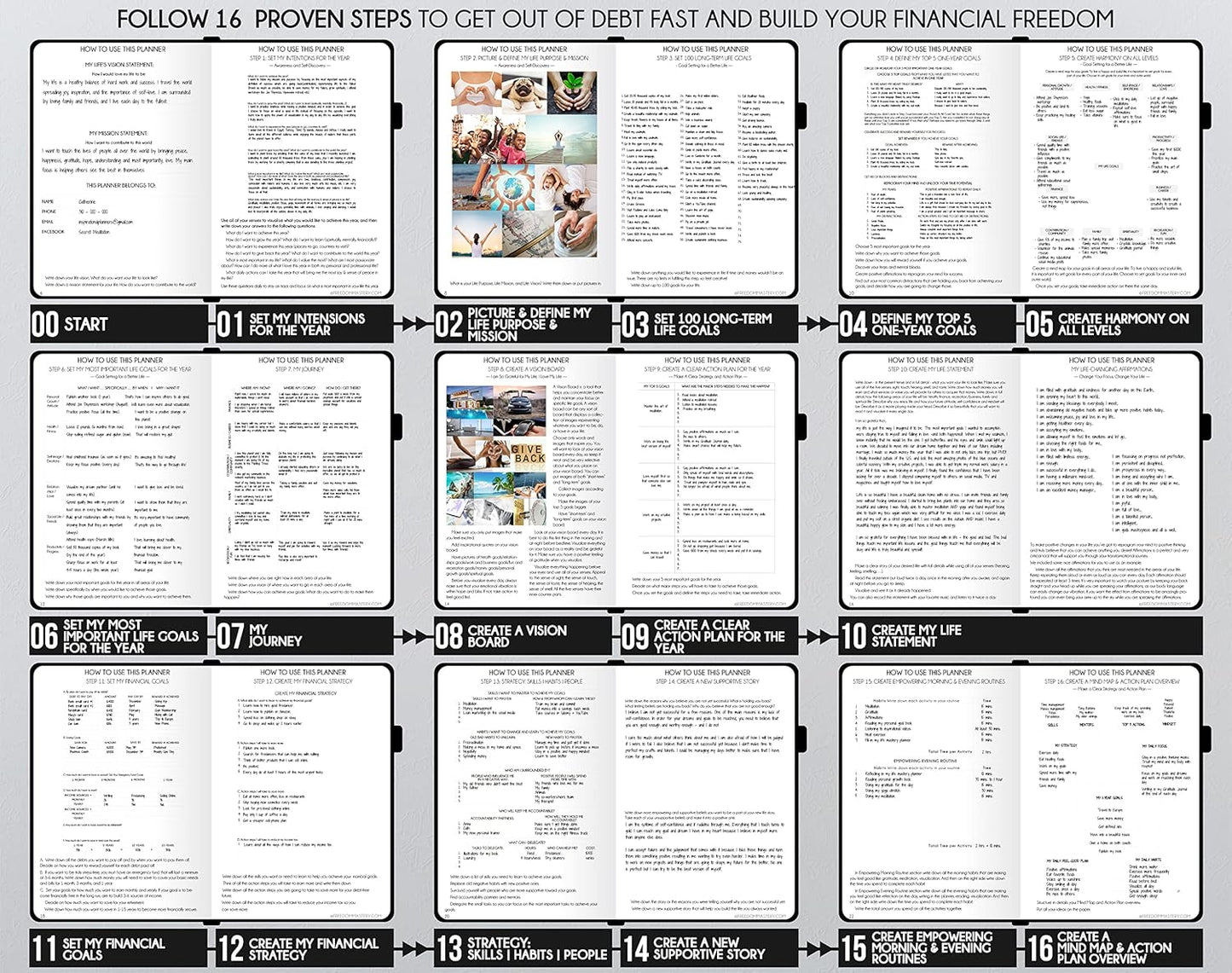 Hourly Planner - Undated Daily, Weekly & Monthly Planner with Budget Section | A 12 Month Journey to Increase Productivity & Happiness | Life Organizer & Gratitude Journal - Vertical Format