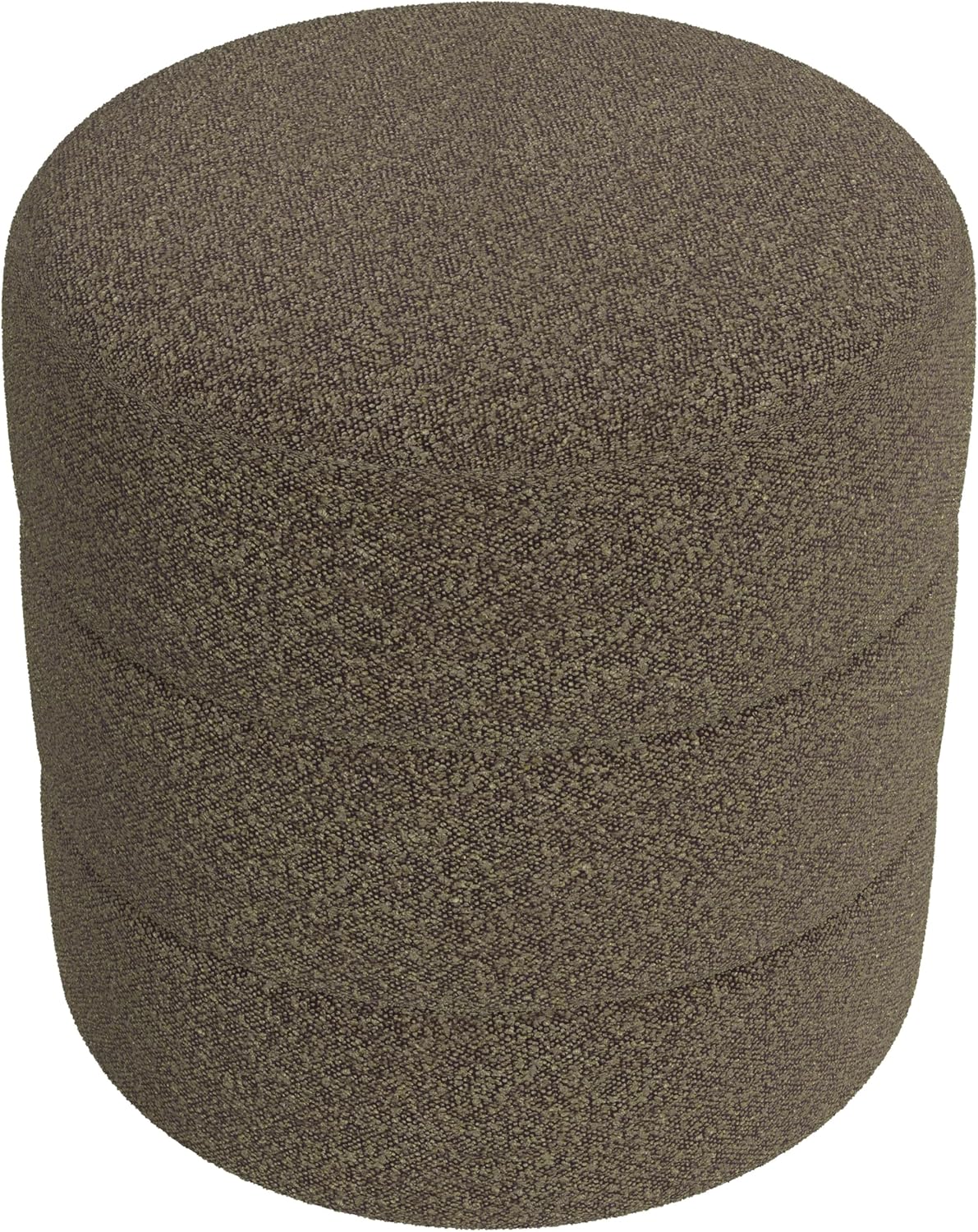 HomePop Upholstered Round Ottoman Home Décor|Foot Rest Ottoman - Dark Brown Boucle